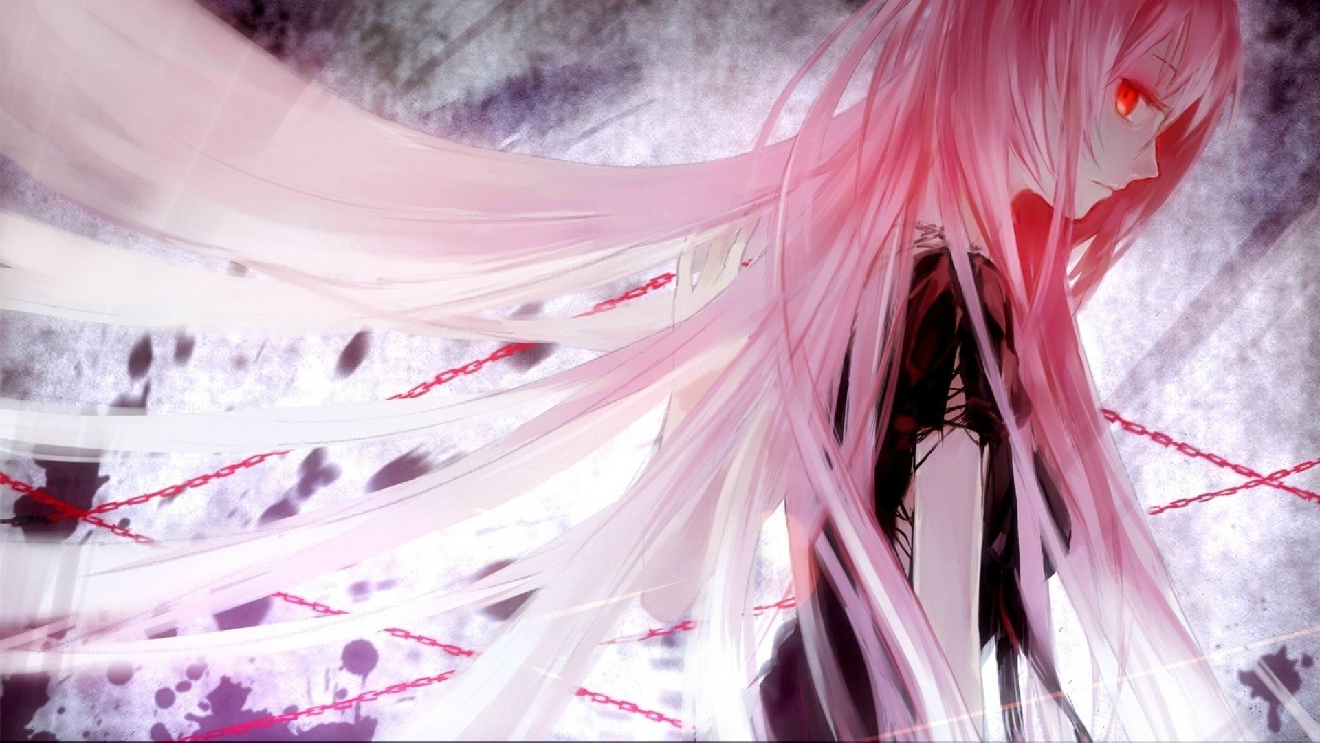 Megurine Luka from Vocaloid with pink hair and red eyes HD Wallpaper