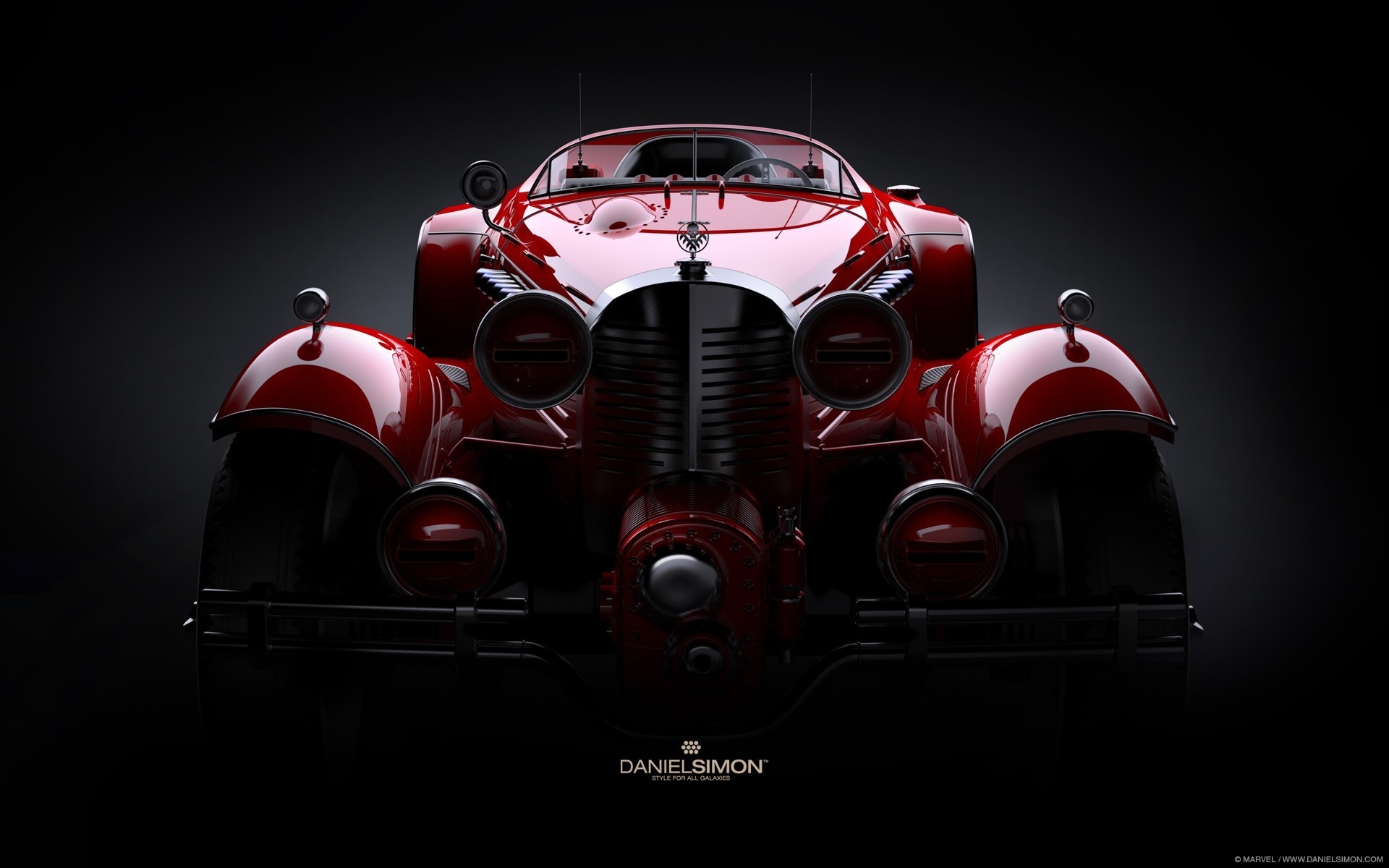 Red vintage sports car HD Wallpaper