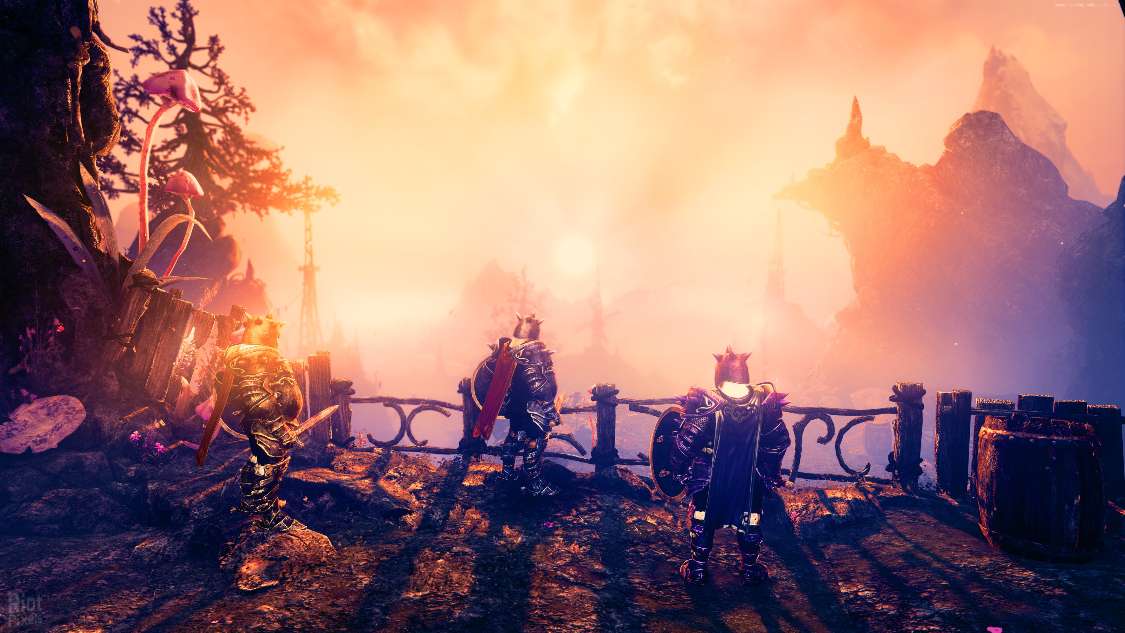 Trine 3: The Artifacts of Power characters on a balcony HD Wallpaper