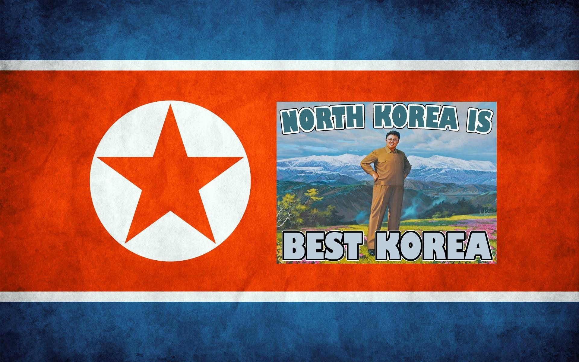 North Korea flag with Kim Jong Un poster HD Wallpaper