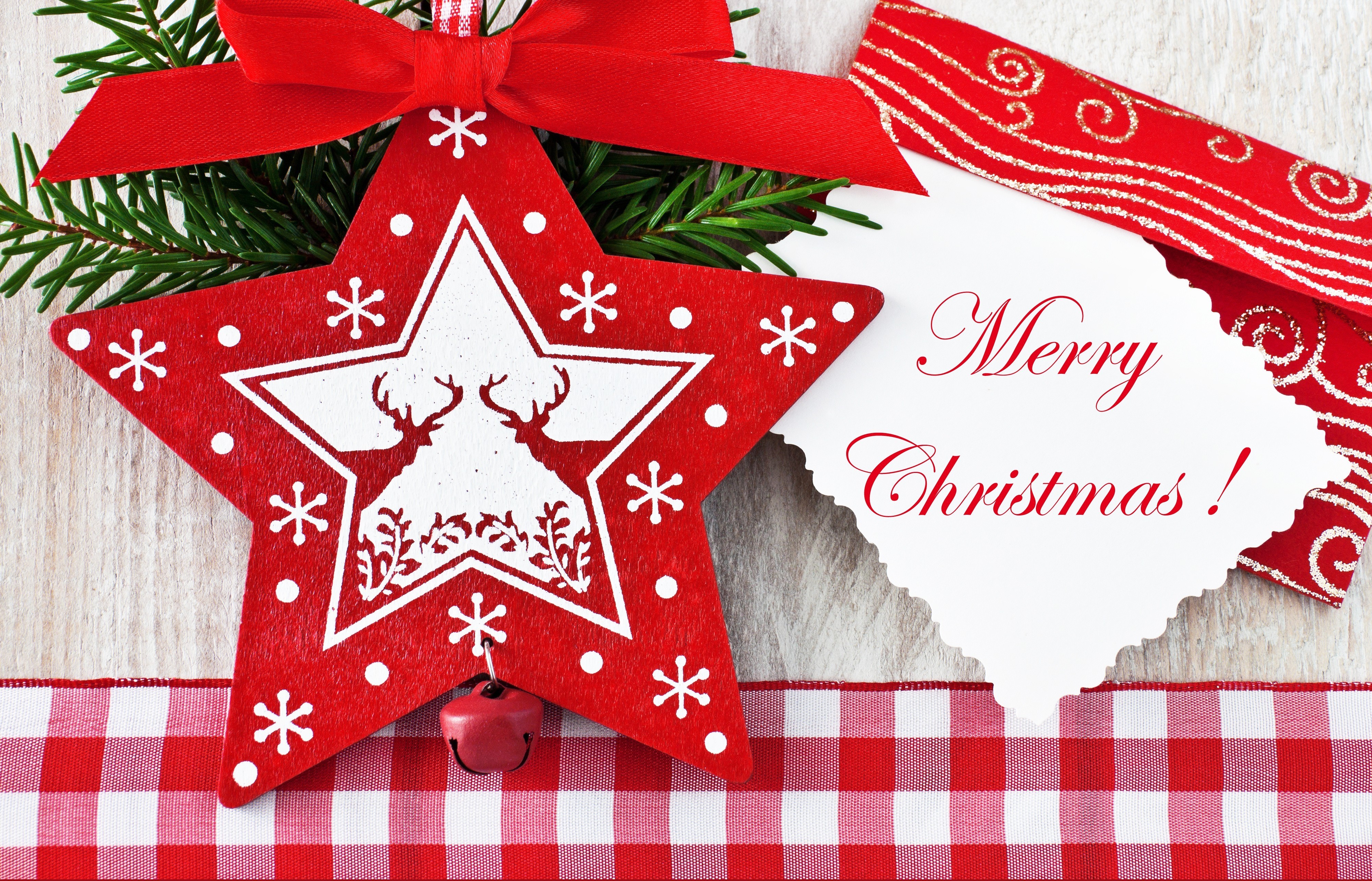 Christmas star decoration with Merry Christmas card HD Wallpaper