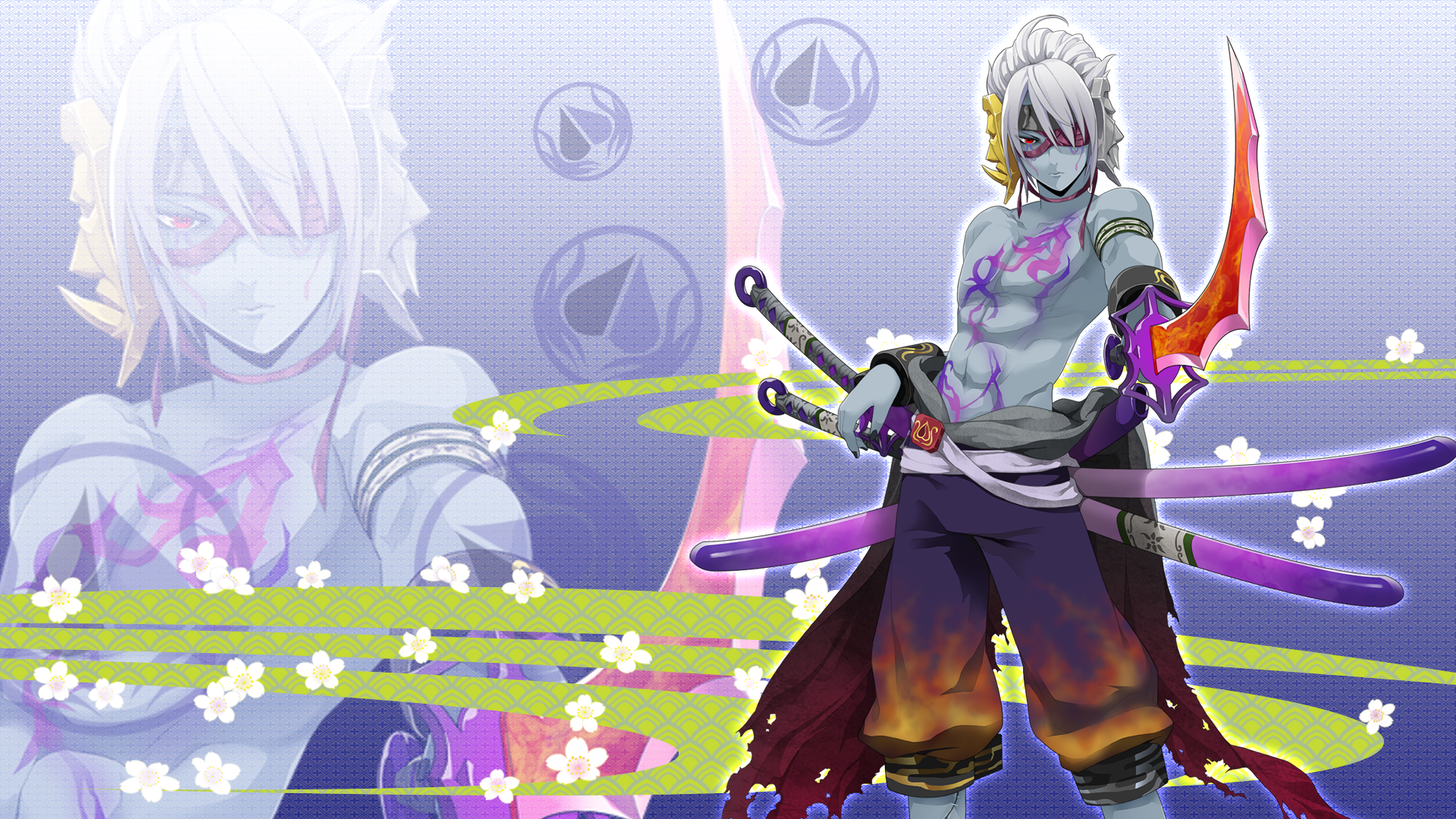 Onigirl with swords HD Wallpaper