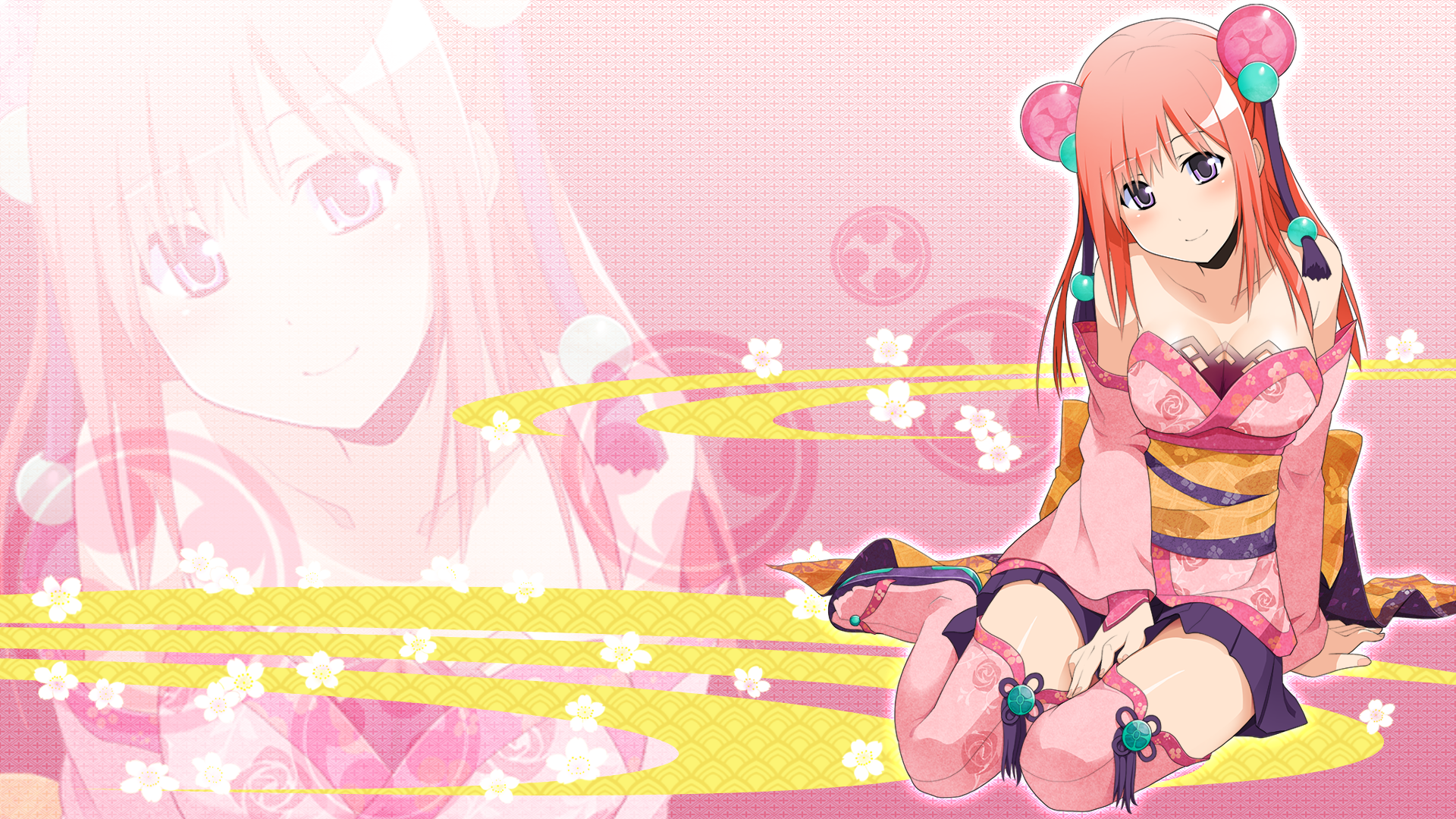 Onigirl illustration with pink background HD Wallpaper