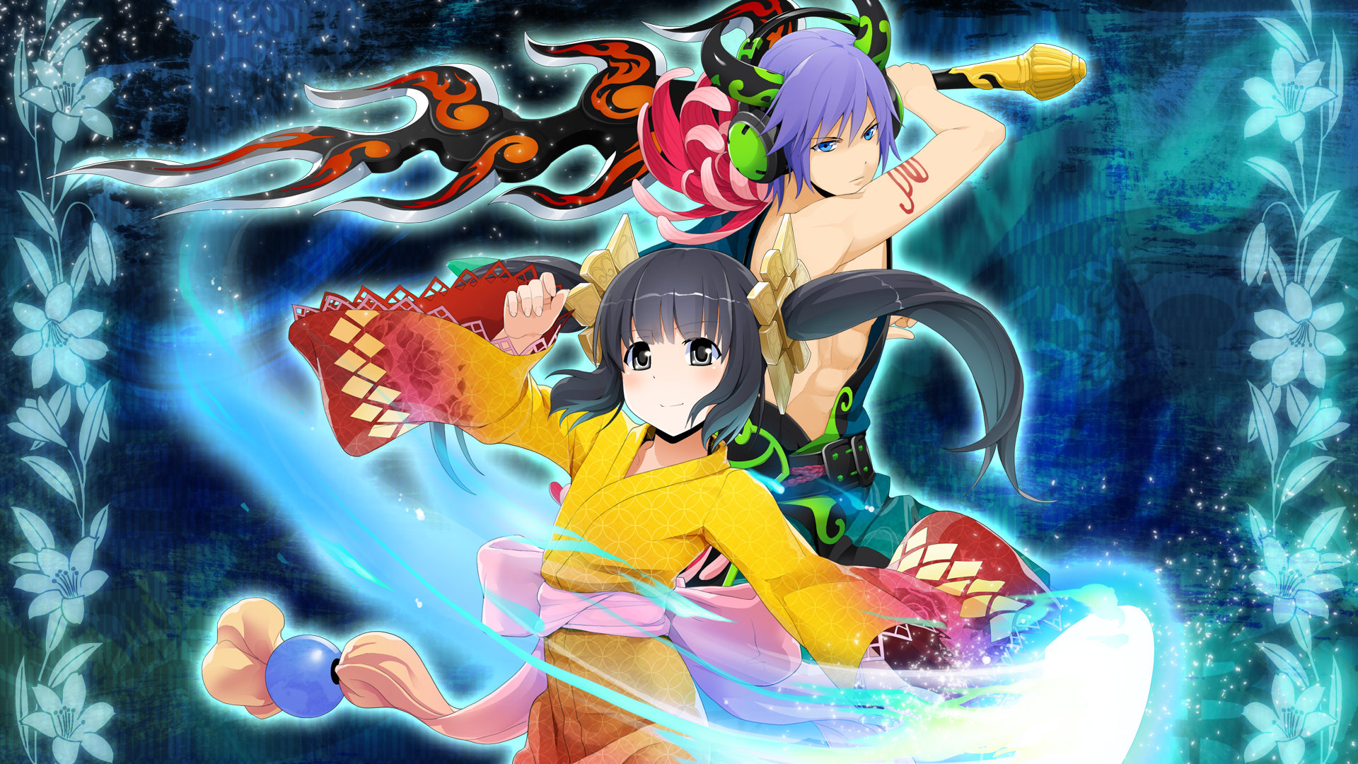 Anime illustration of two characters with a sword HD Wallpaper