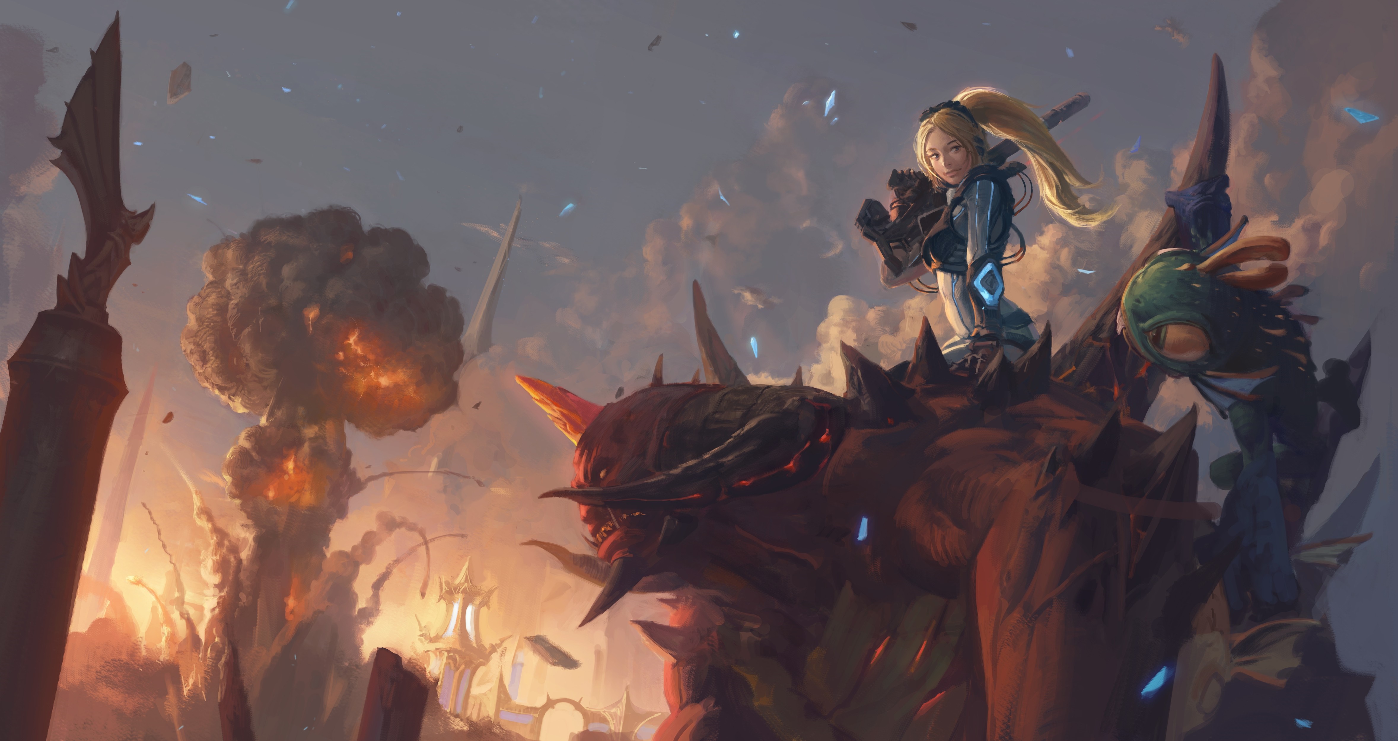 Nova and Murky from Heroes of the Storm on a demon HD Wallpaper