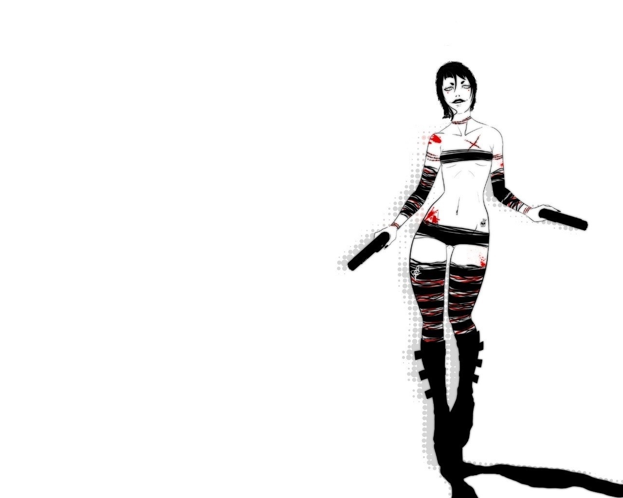 Woman with bandages and pistols HD Wallpaper