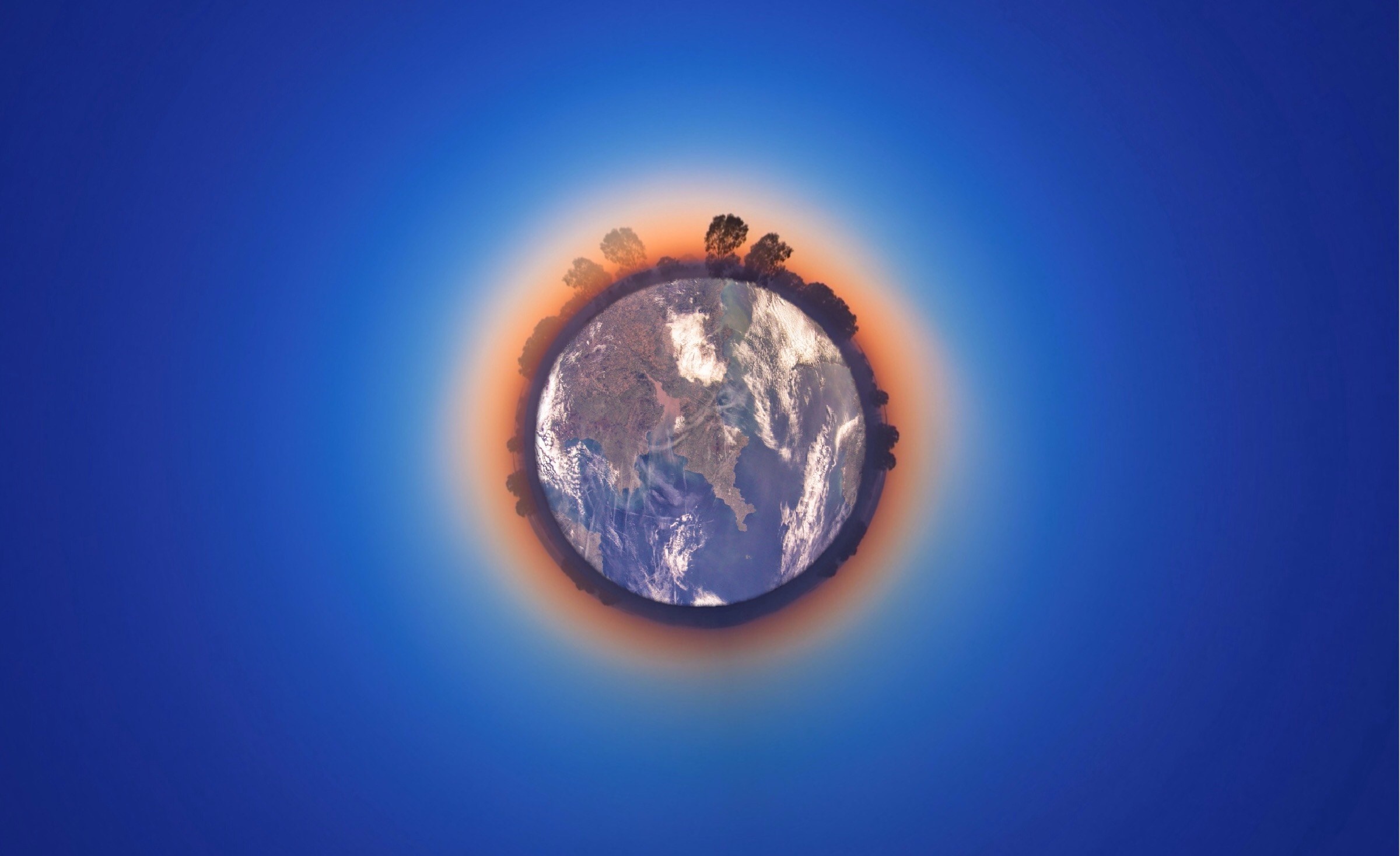 Planet Earth with trees and atmosphere HD Wallpaper