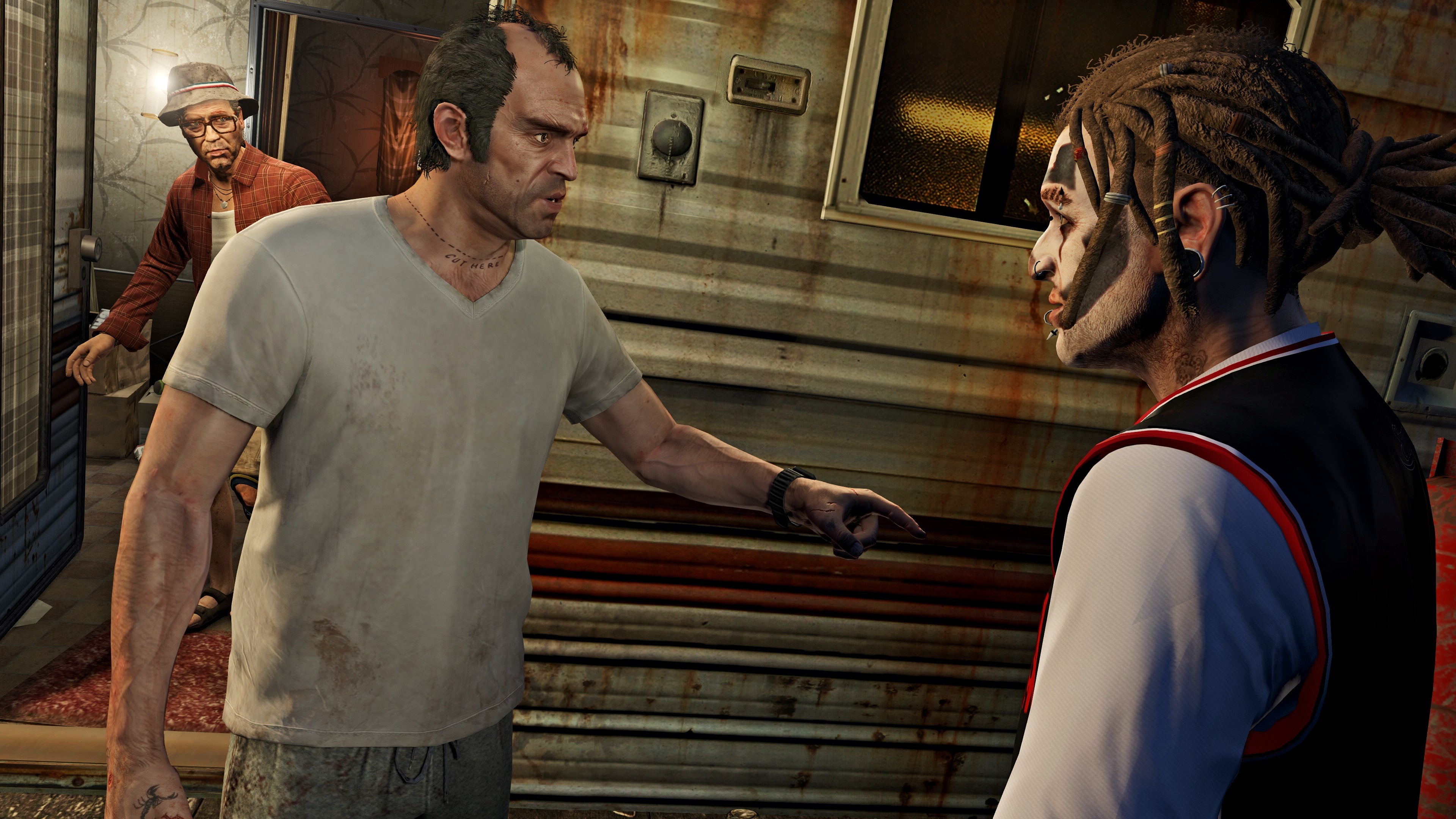 Trevor Philips and two men in Grand Theft Auto V HD Wallpaper