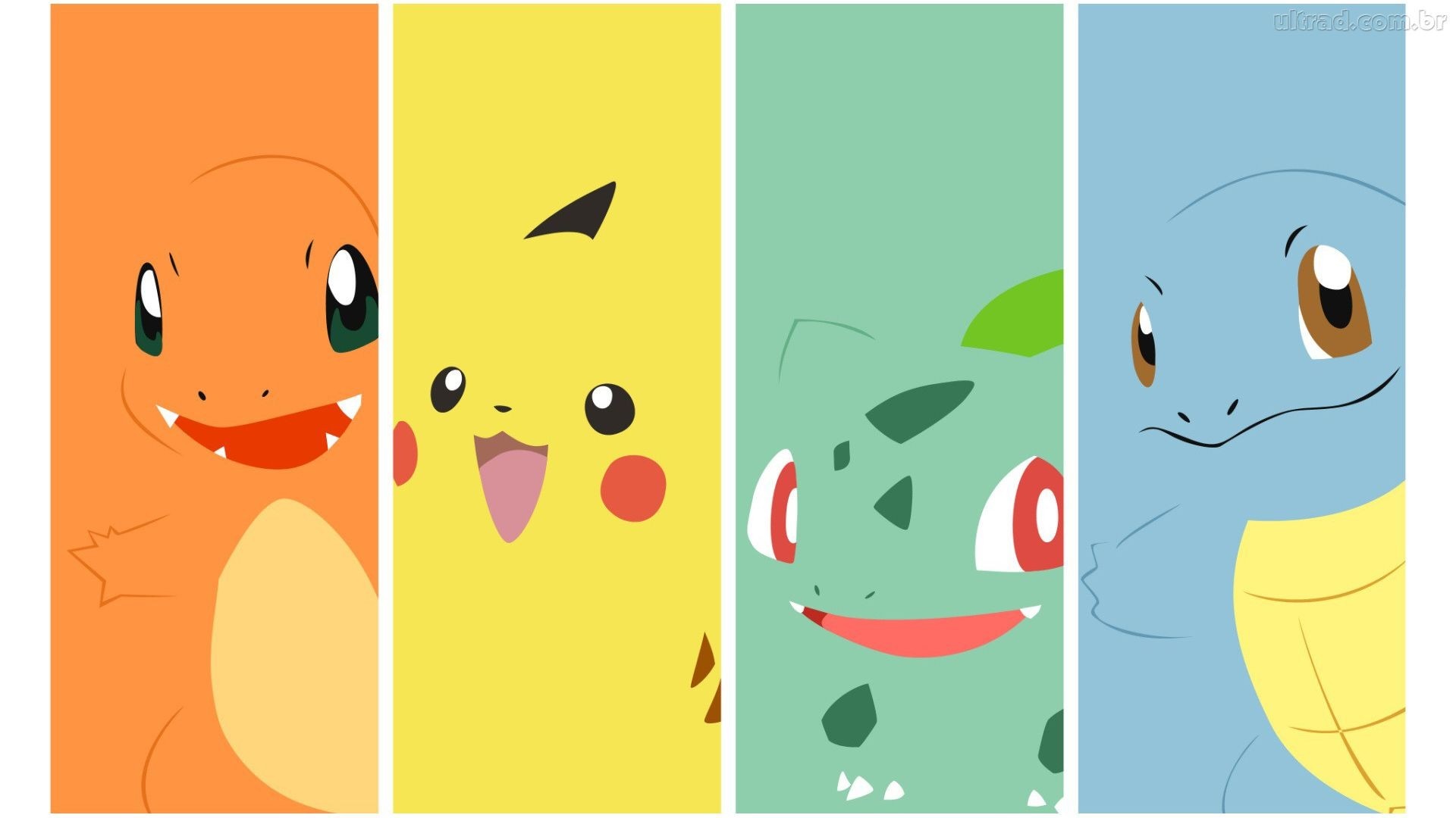Charmander, Pikachu, Bulbasaur, and Squirtle from Pokemon HD Wallpaper