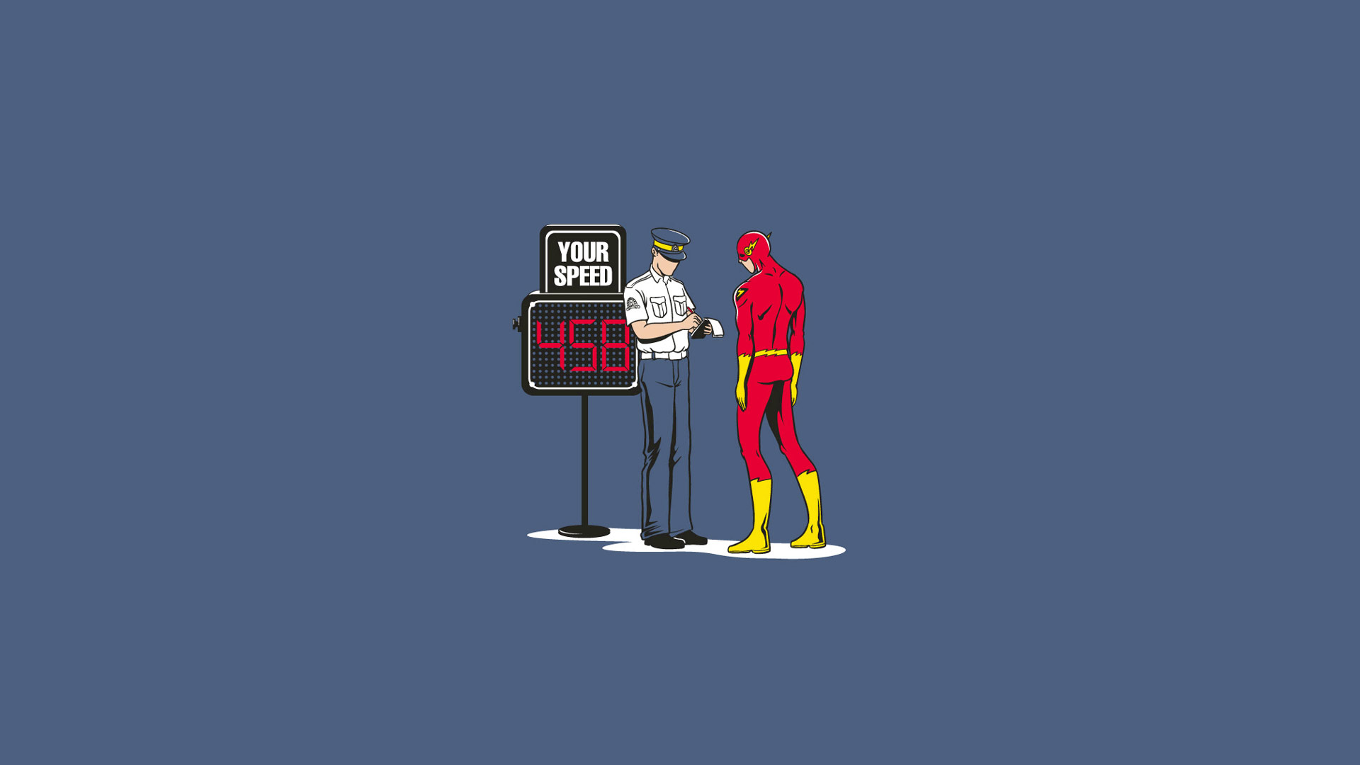 The Flash and a police officer at a speed check HD Wallpaper