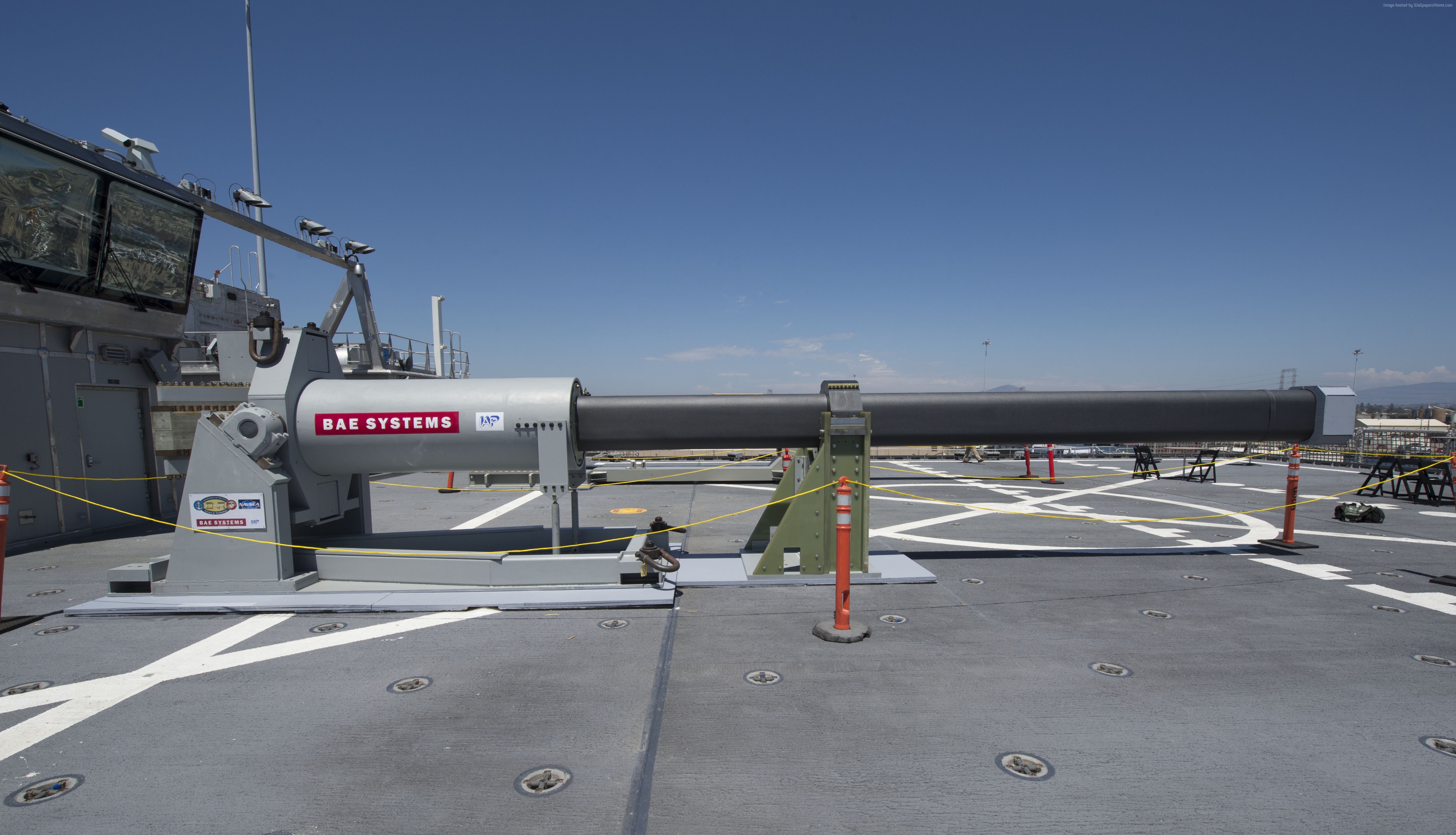 BAE Systems Electromagnetic Railgun on a Ship Deck HD Wallpaper