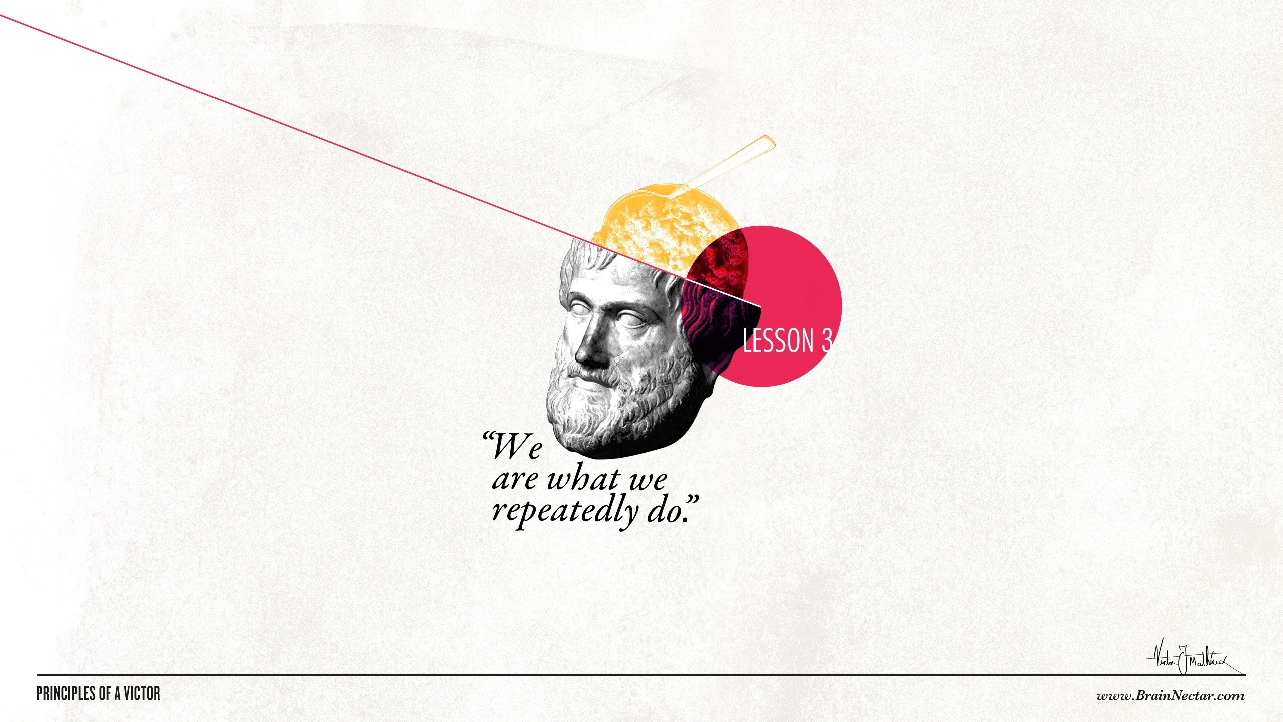 Aristotle quote "We are what we repeatedly do" with "LESSON 3" HD Wallpaper