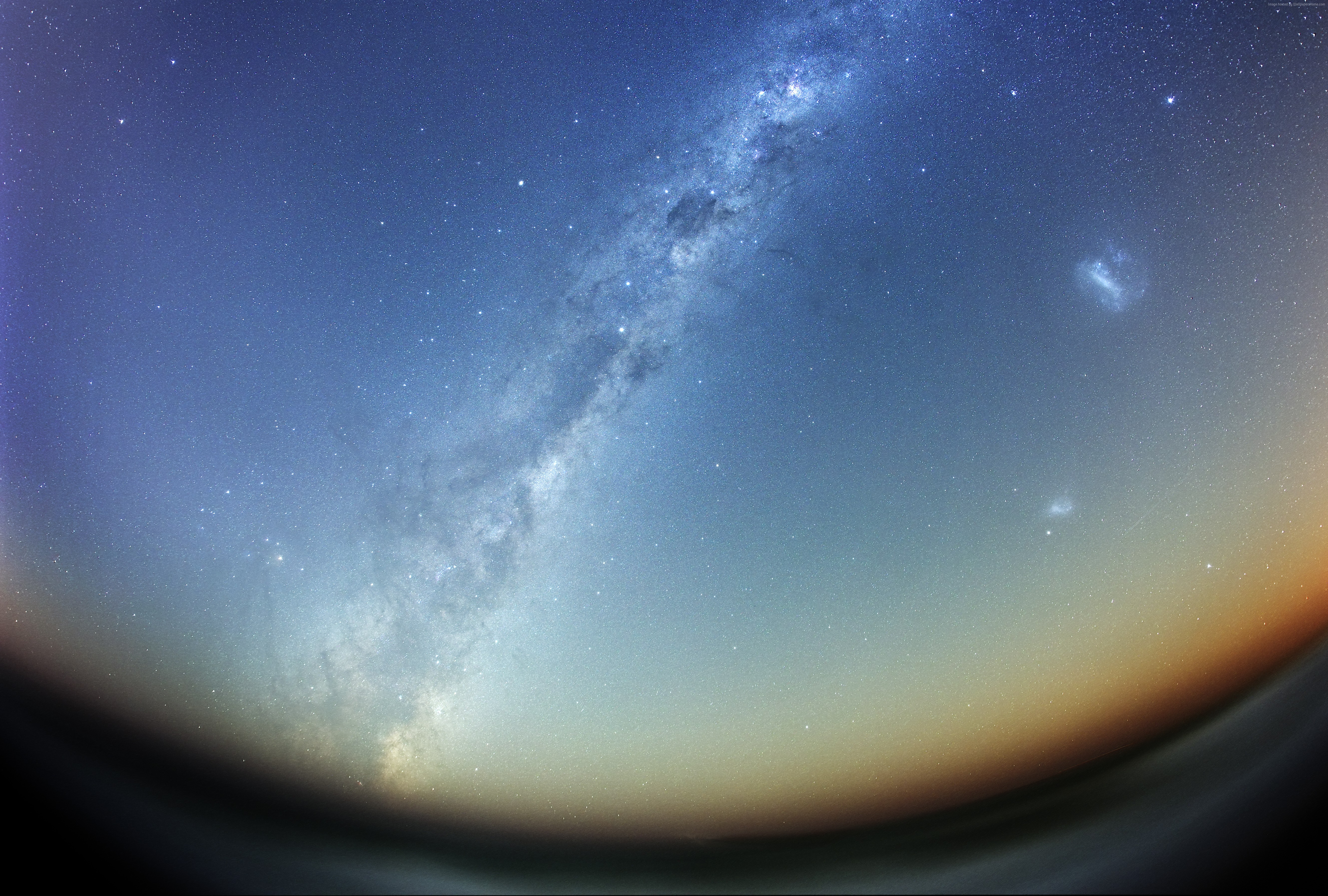 Milky Way galaxy over a dark horizon HD Wallpaper