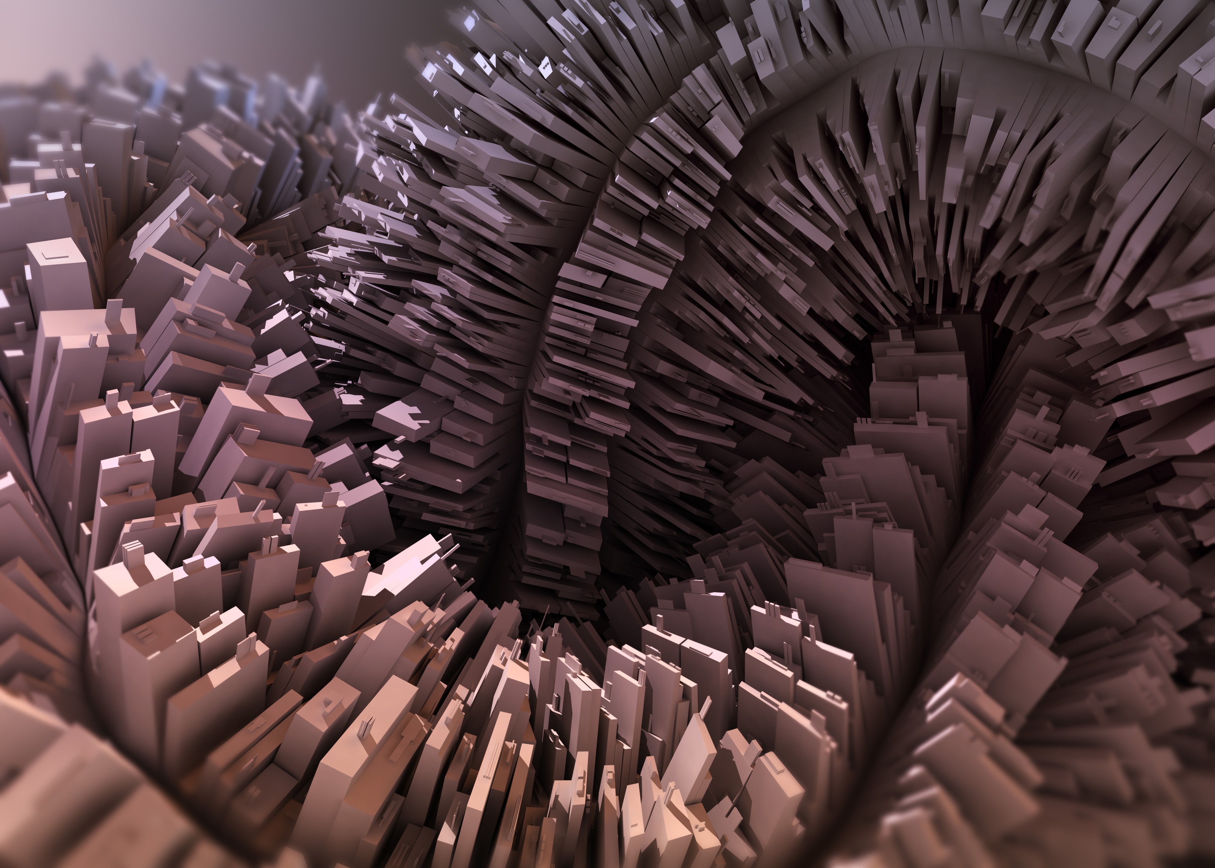 Abstract fractal render with geometric shapes HD Wallpaper