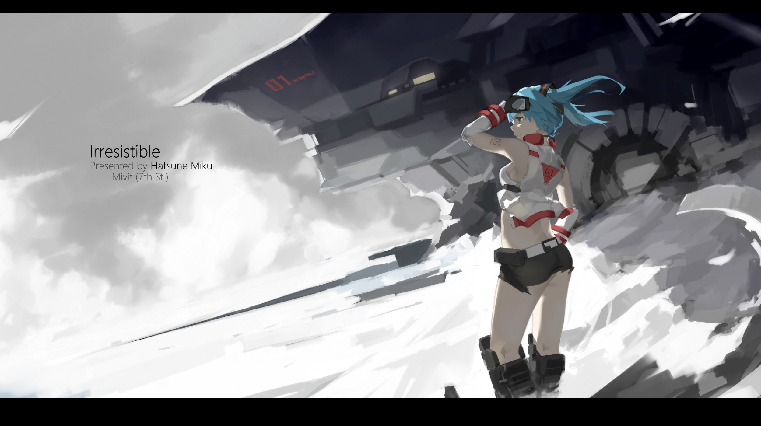 Hatsune Miku from Vocaloid in a futuristic setting HD Wallpaper