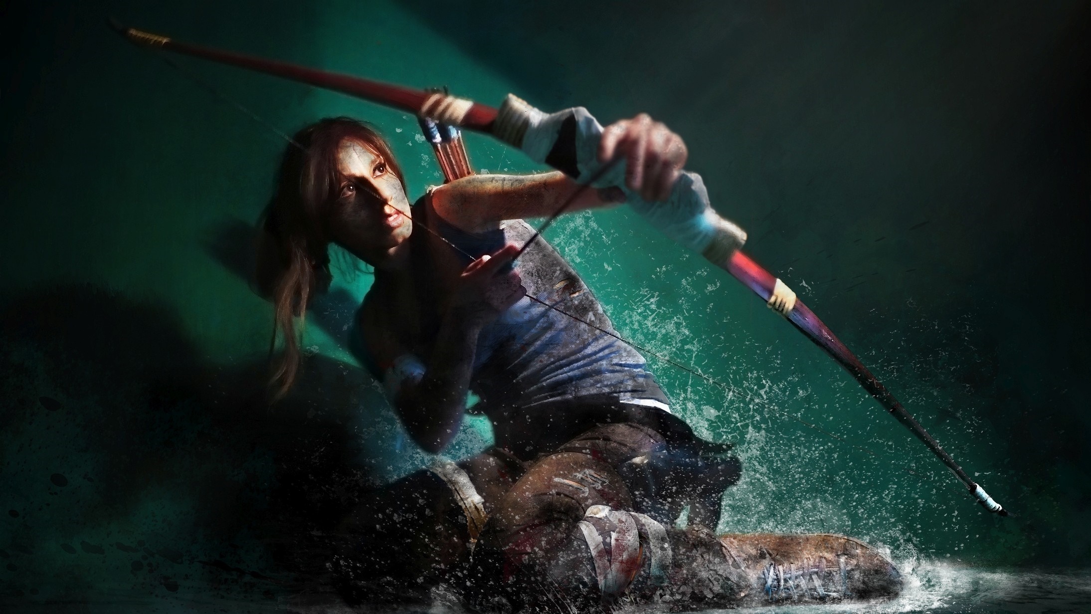 Lara Croft with bow and arrow HD Wallpaper