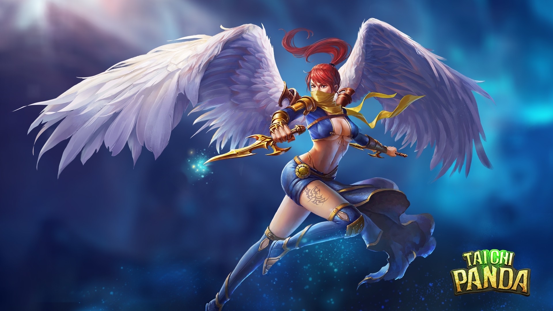 Angel warrior from Taichi Panda with wings and sword HD Wallpaper