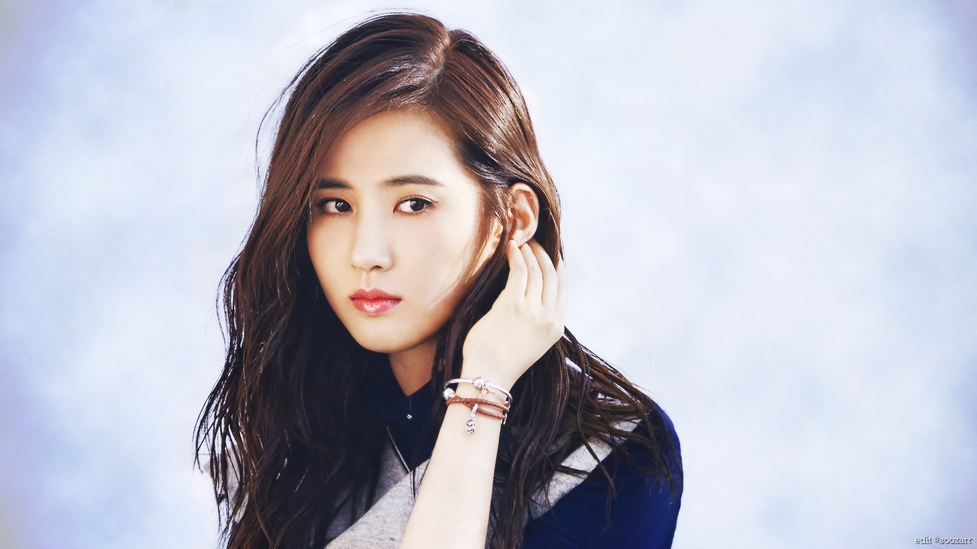 Kwon Yuri portrait with long brown hair HD Wallpaper