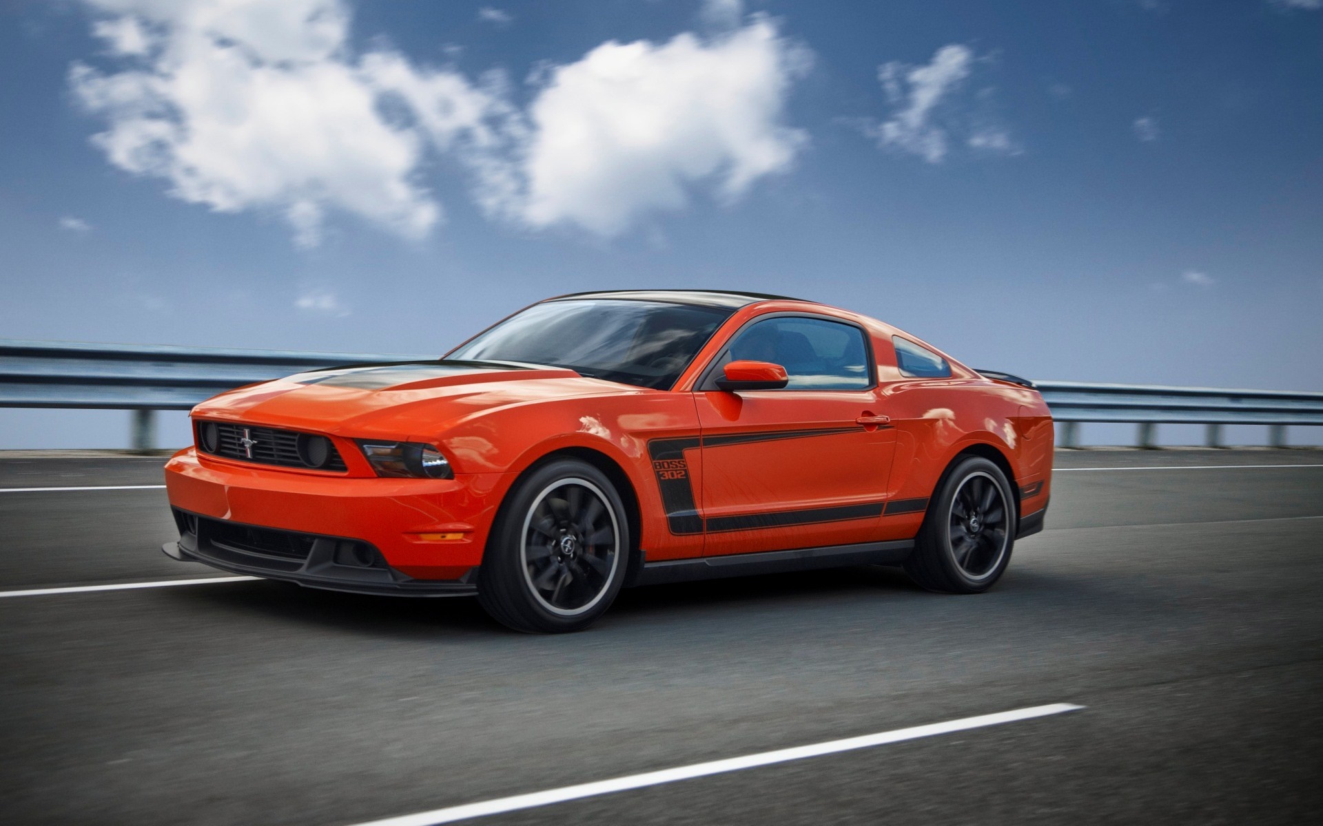 Orange Ford Mustang Boss 302 on a Road HD Wallpaper