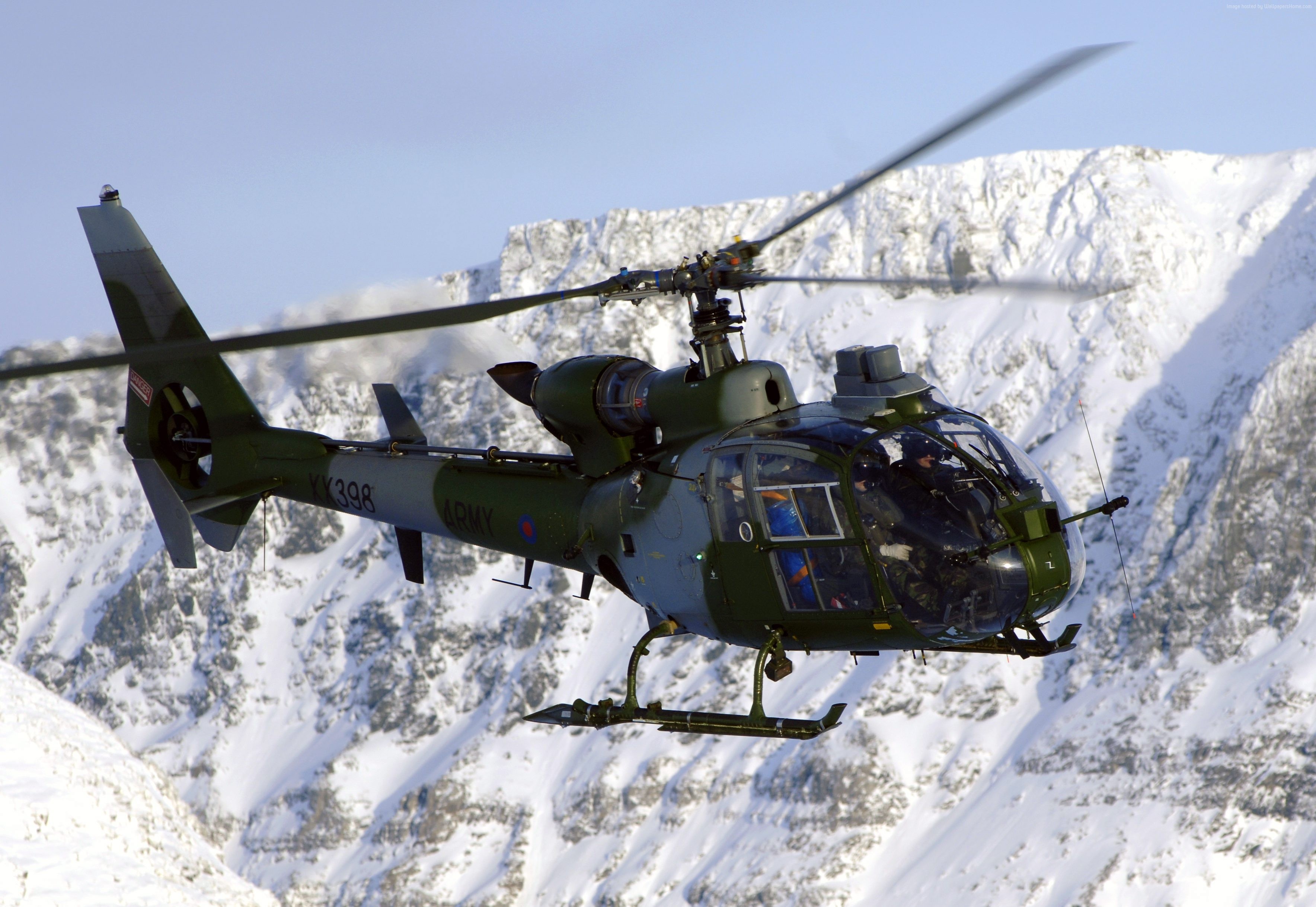 French Army SA 341 Gazelle helicopter in flight HD Wallpaper