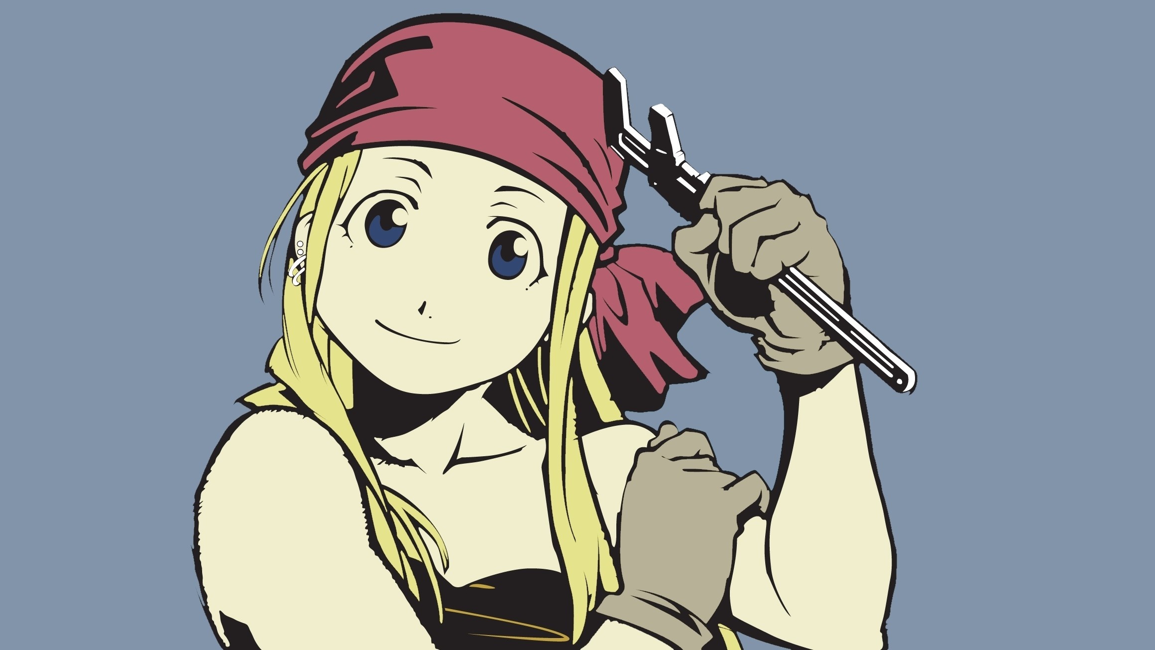 Winry Rockbell from Fullmetal Alchemist holding a wrench HD Wallpaper
