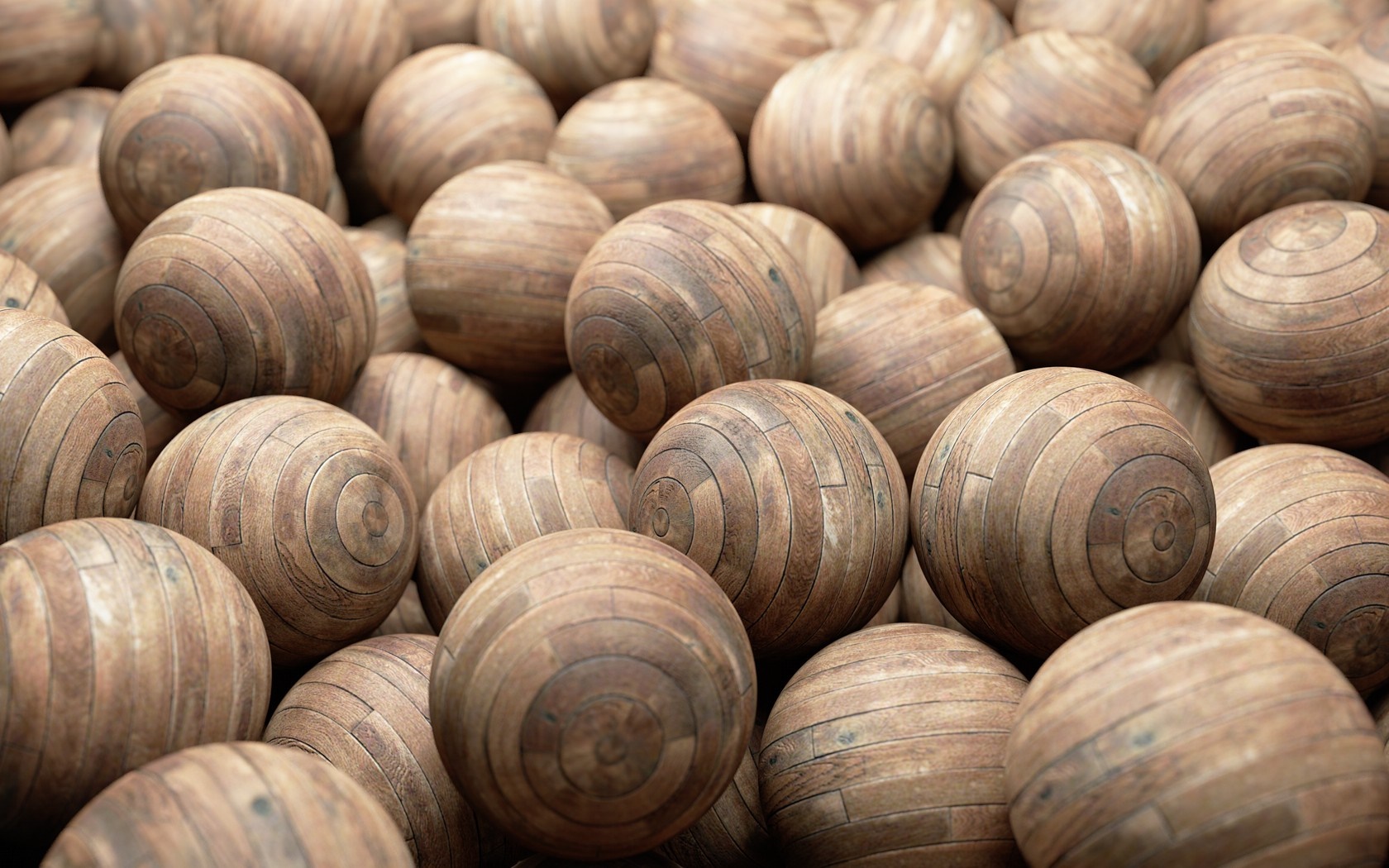 Close up of wooden balls with depth of field HD Wallpaper