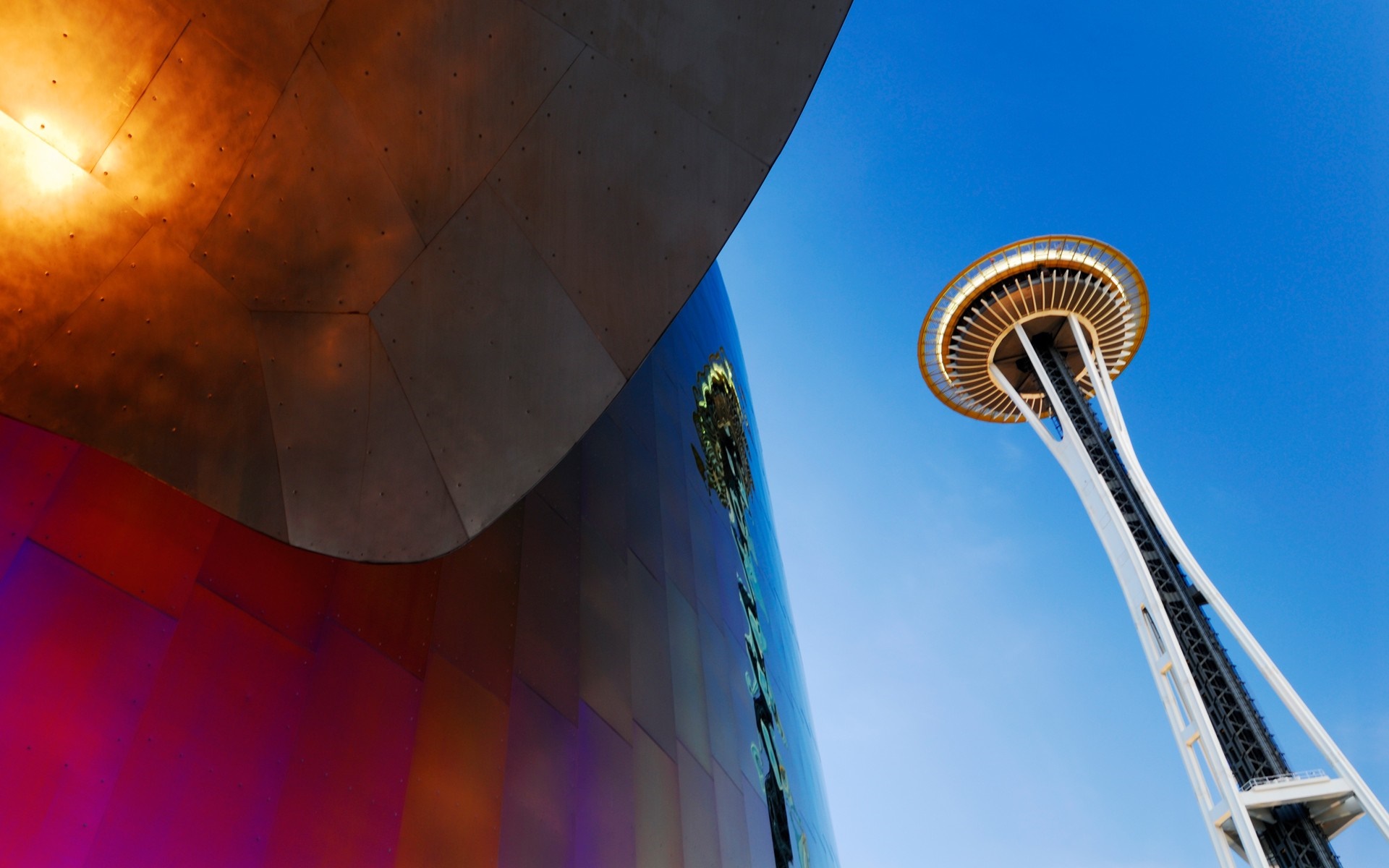 Space Needle and Museum of Pop Culture in Seattle HD Wallpaper