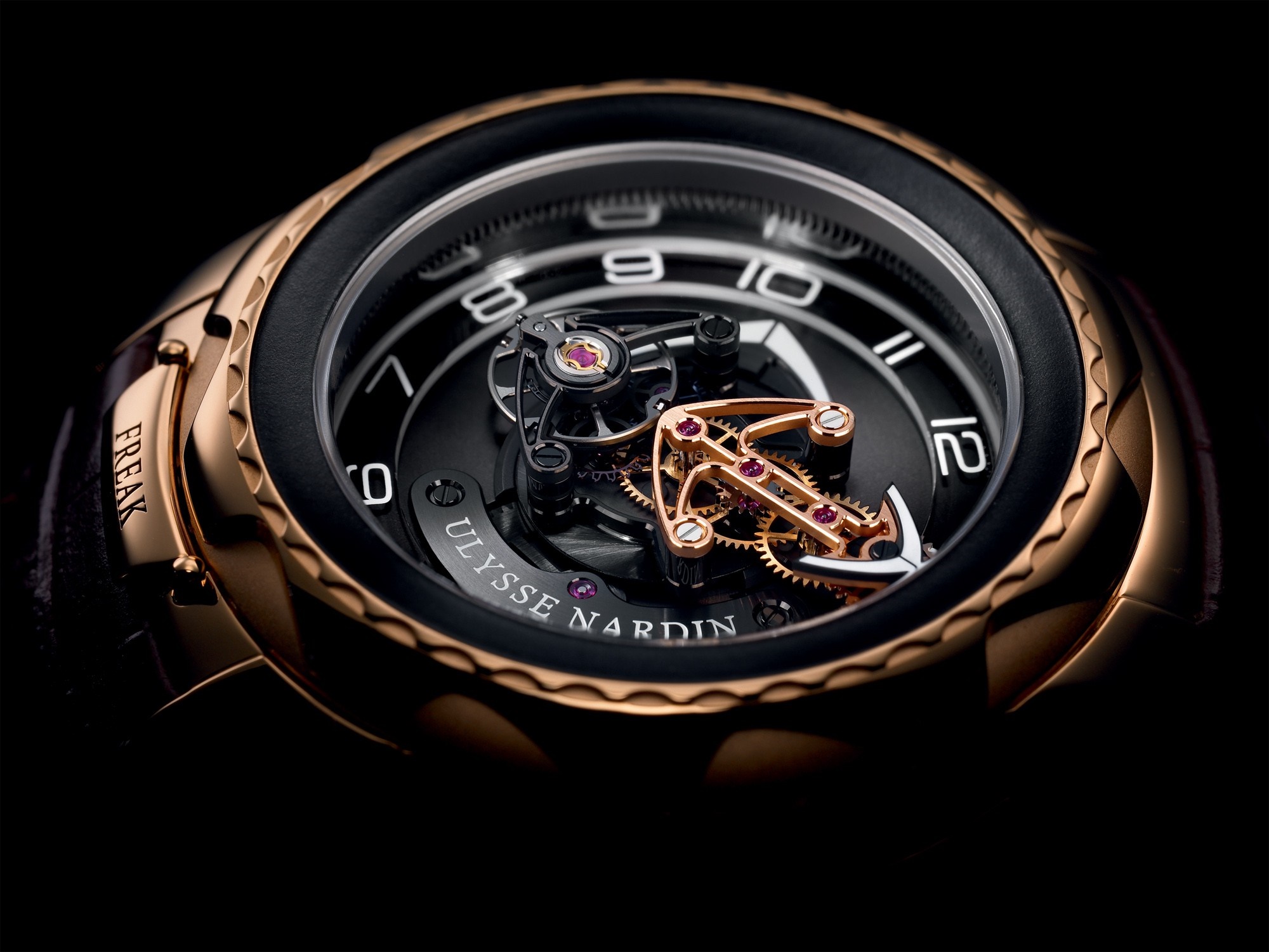 Ulysse Nardin Freak rose gold tourbillon watch HD Wallpaper