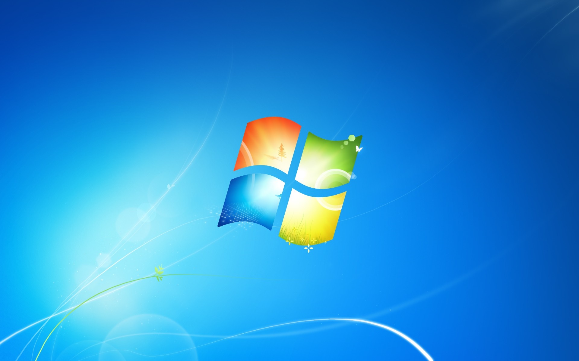 Microsoft Windows 7 logo on blue background HD Wallpaper