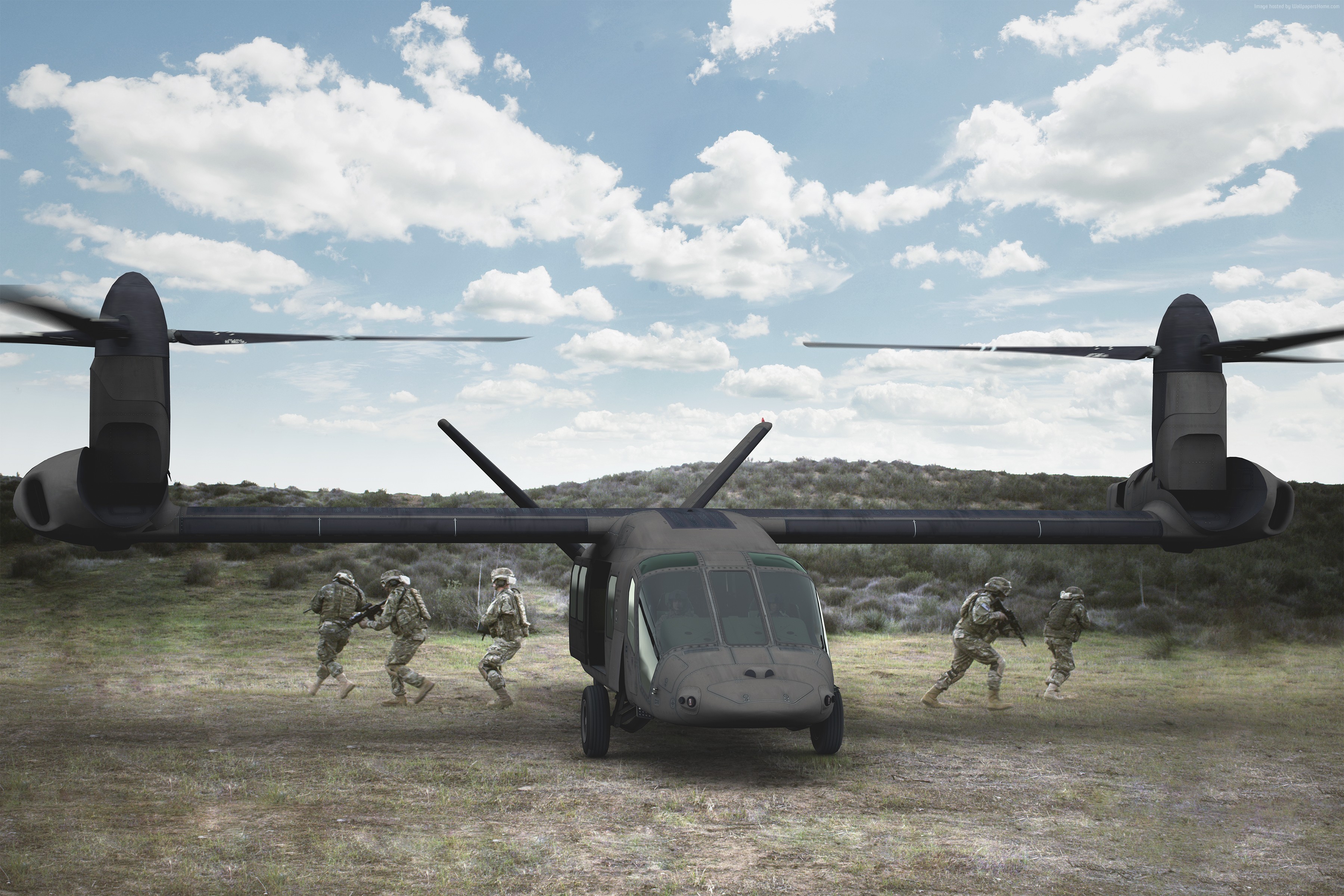 Bell V-280 Valor with US Army soldiers HD Wallpaper