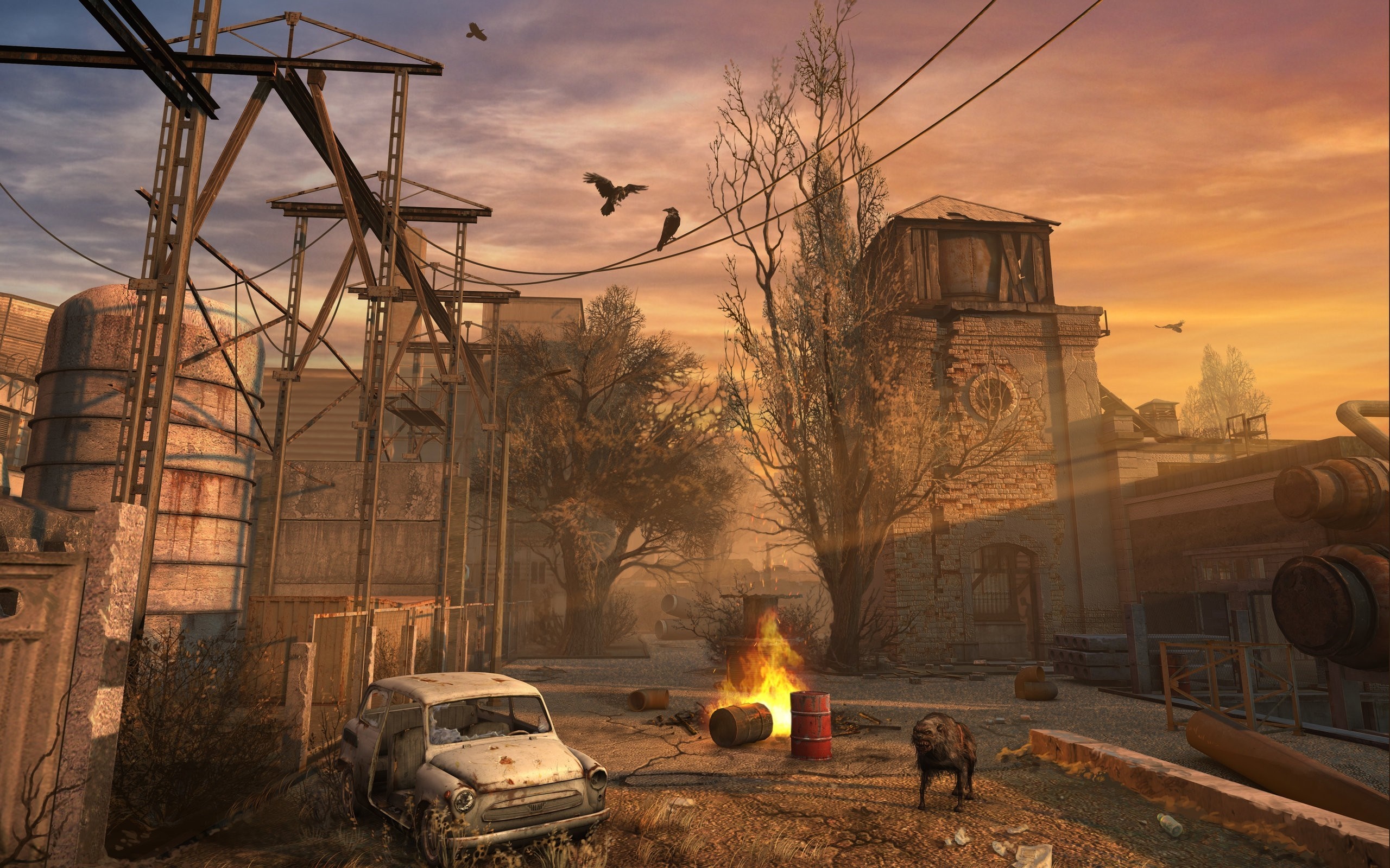 S.T.A.L.K.E.R. screenshot of an apocalyptic evening HD Wallpaper