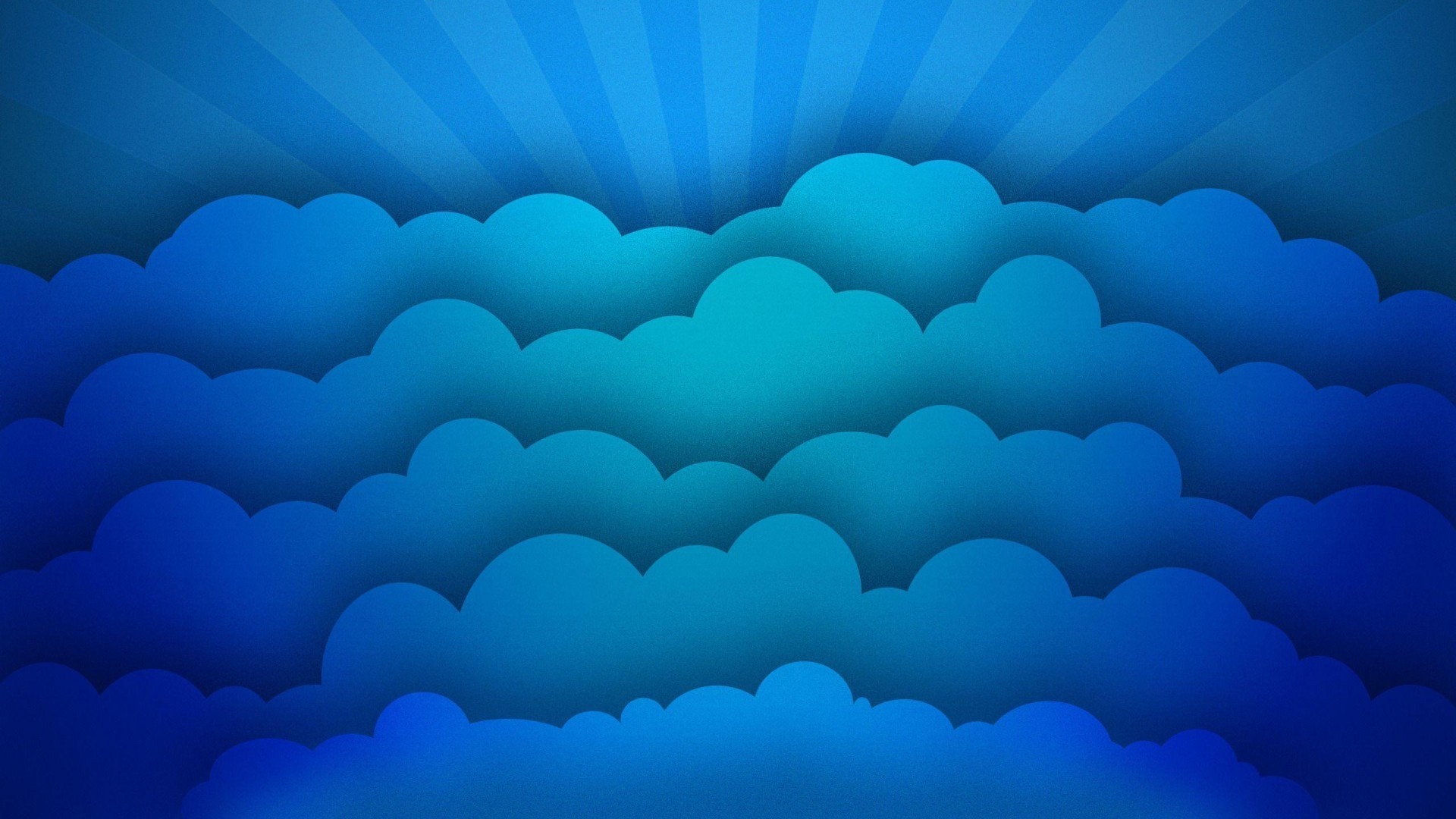 Blue clouds with sun rays HD Wallpaper