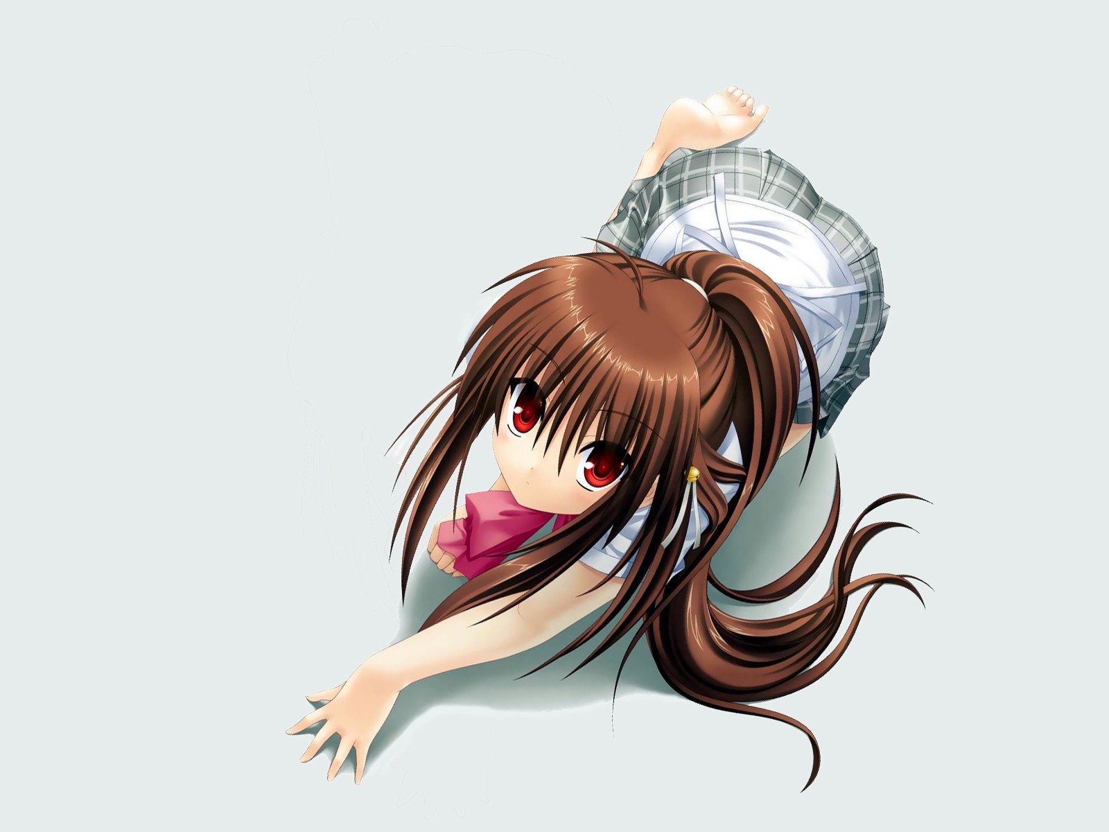 Anime girl with brown hair and red eyes HD Wallpaper