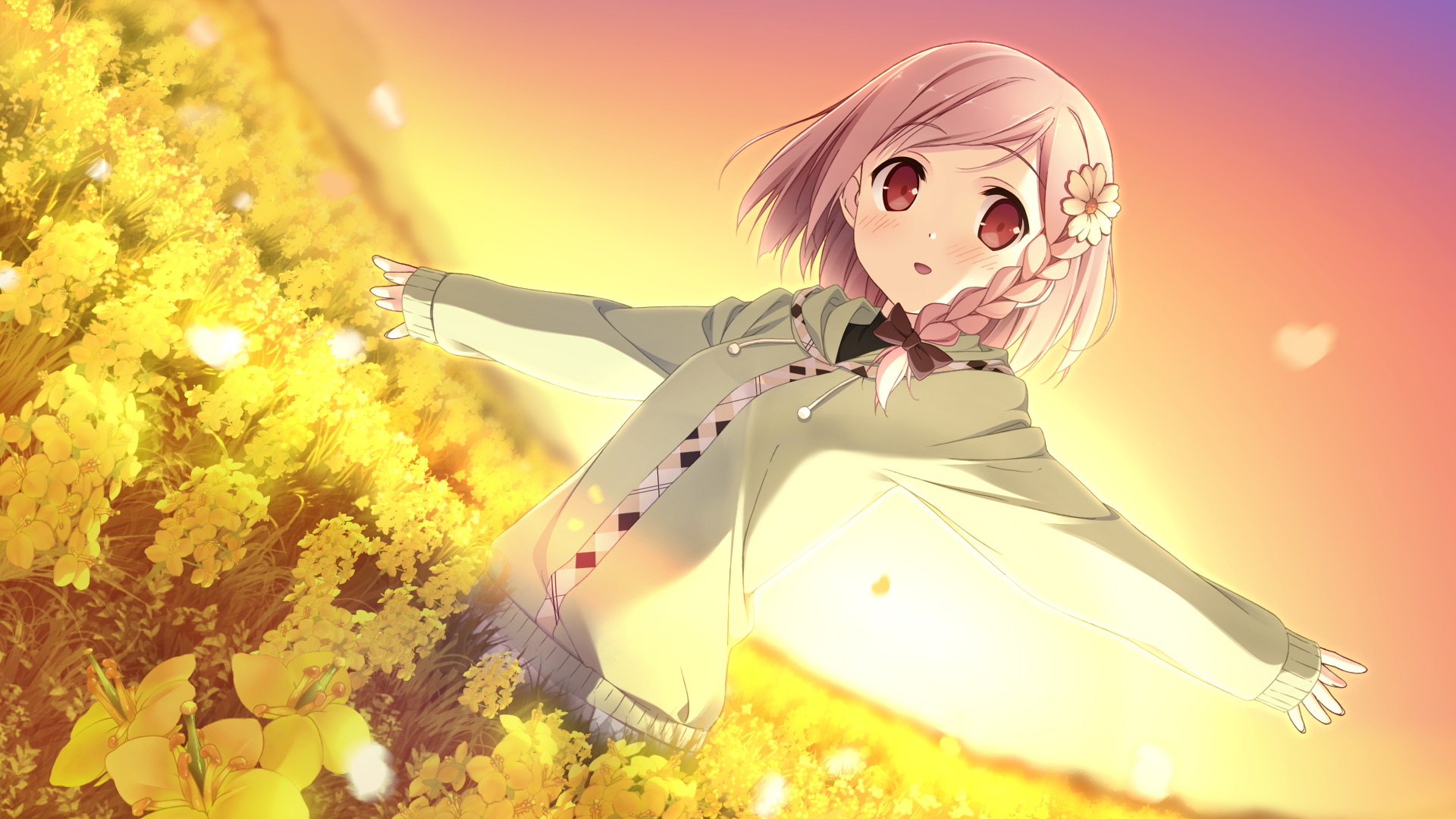 Yua from Yua Your Diary in a field of flowers HD Wallpaper