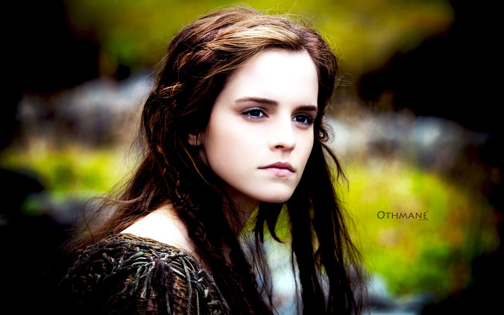 Emma Watson with braided brown hair HD Wallpaper