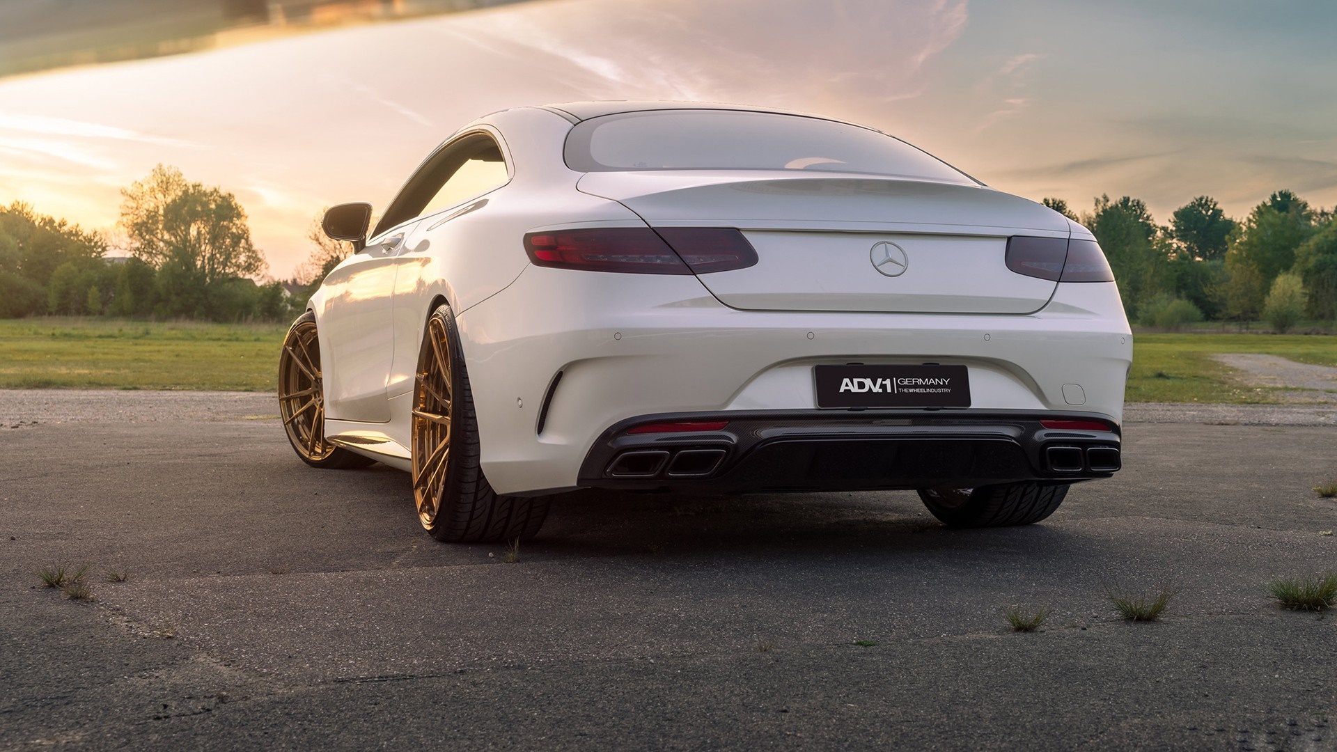 White Mercedes-Benz Coupe with ADV.1 Wheels HD Wallpaper