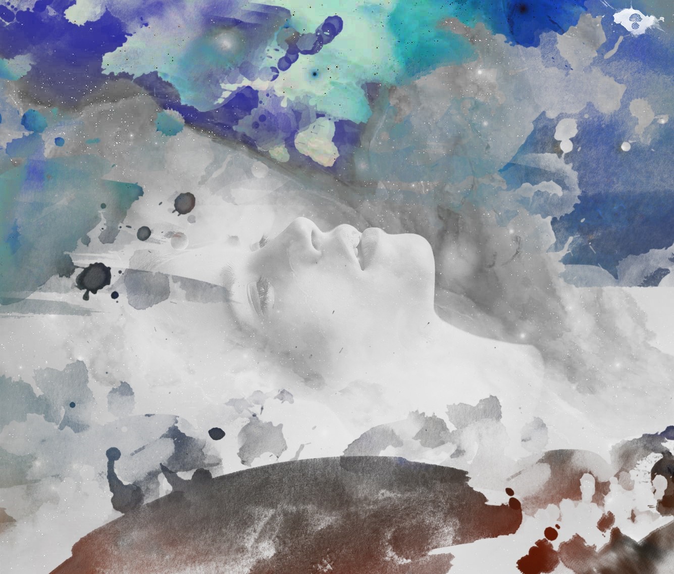 Face in watercolor galaxy painting HD Wallpaper