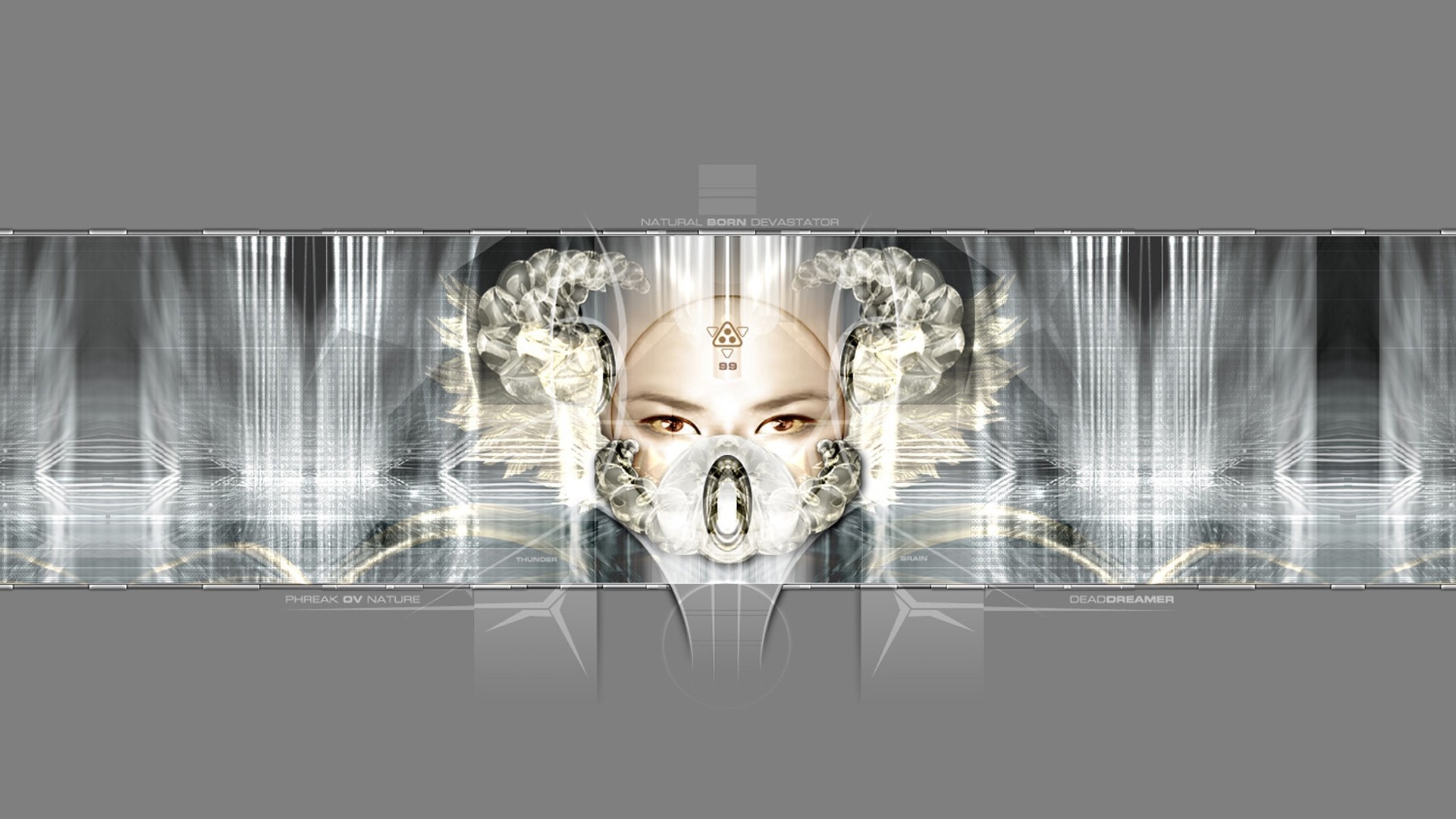 Digital art of a person with a mask and ornate headpiece HD Wallpaper