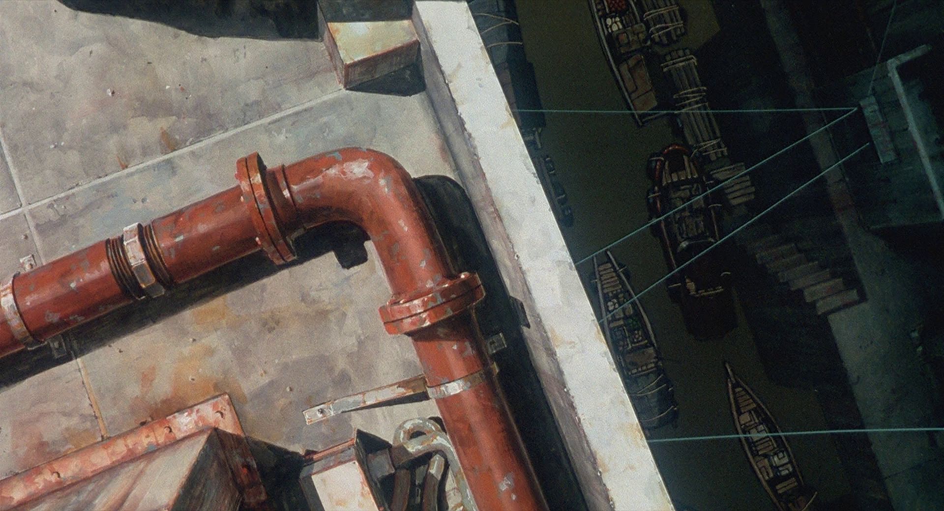 Industrial canal with boats and pipes, Ghost in the Shell HD Wallpaper