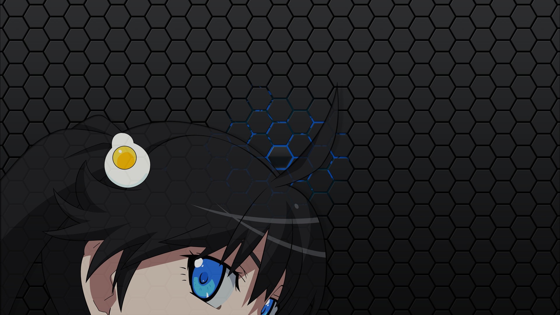 Anime girl with blue eyes and egg hair clip HD Wallpaper