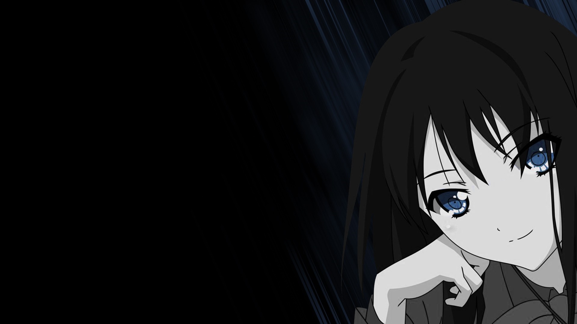 Anime girl with black hair and blue eyes HD Wallpaper