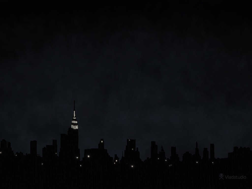 Night skyline with illuminated Empire State Building HD Wallpaper