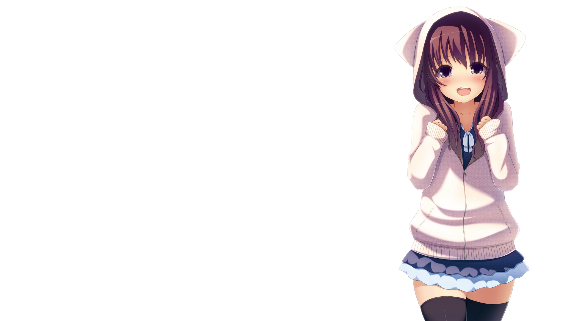Anime girl with cat ears hoodie HD Wallpaper