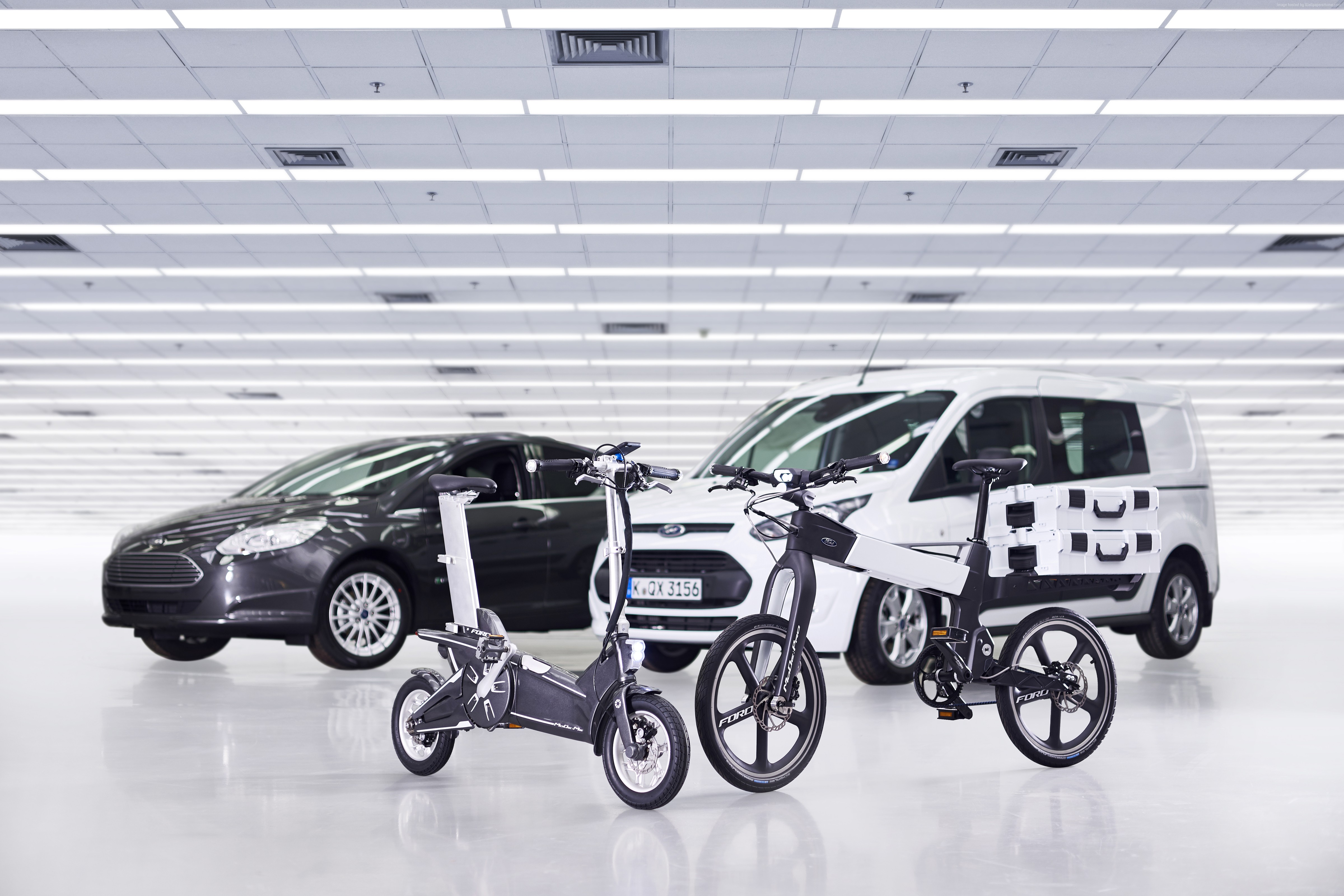 Ford electric car and van with electric bicycles HD Wallpaper