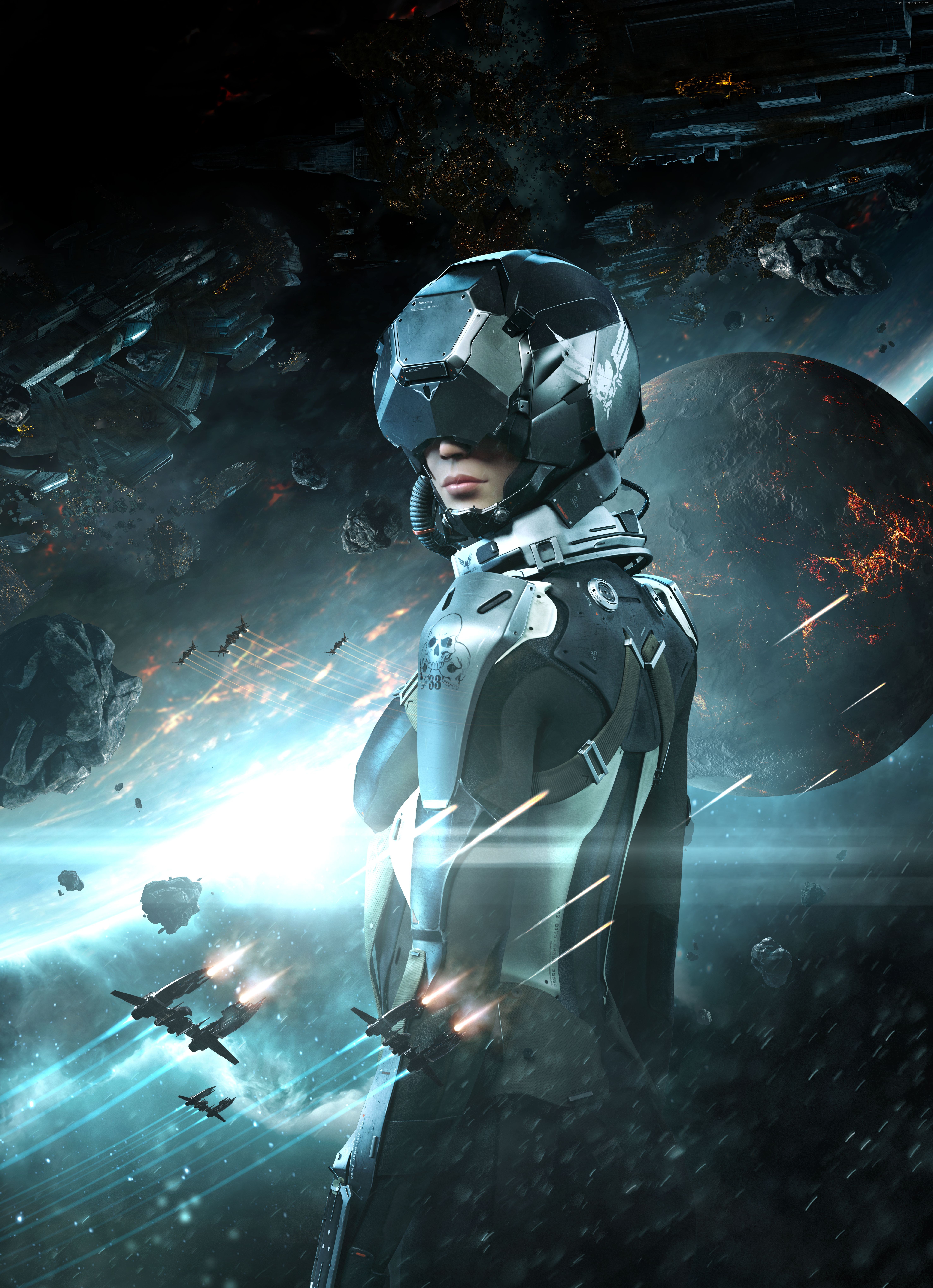 EVE: Valkyrie pilot in space HD Wallpaper