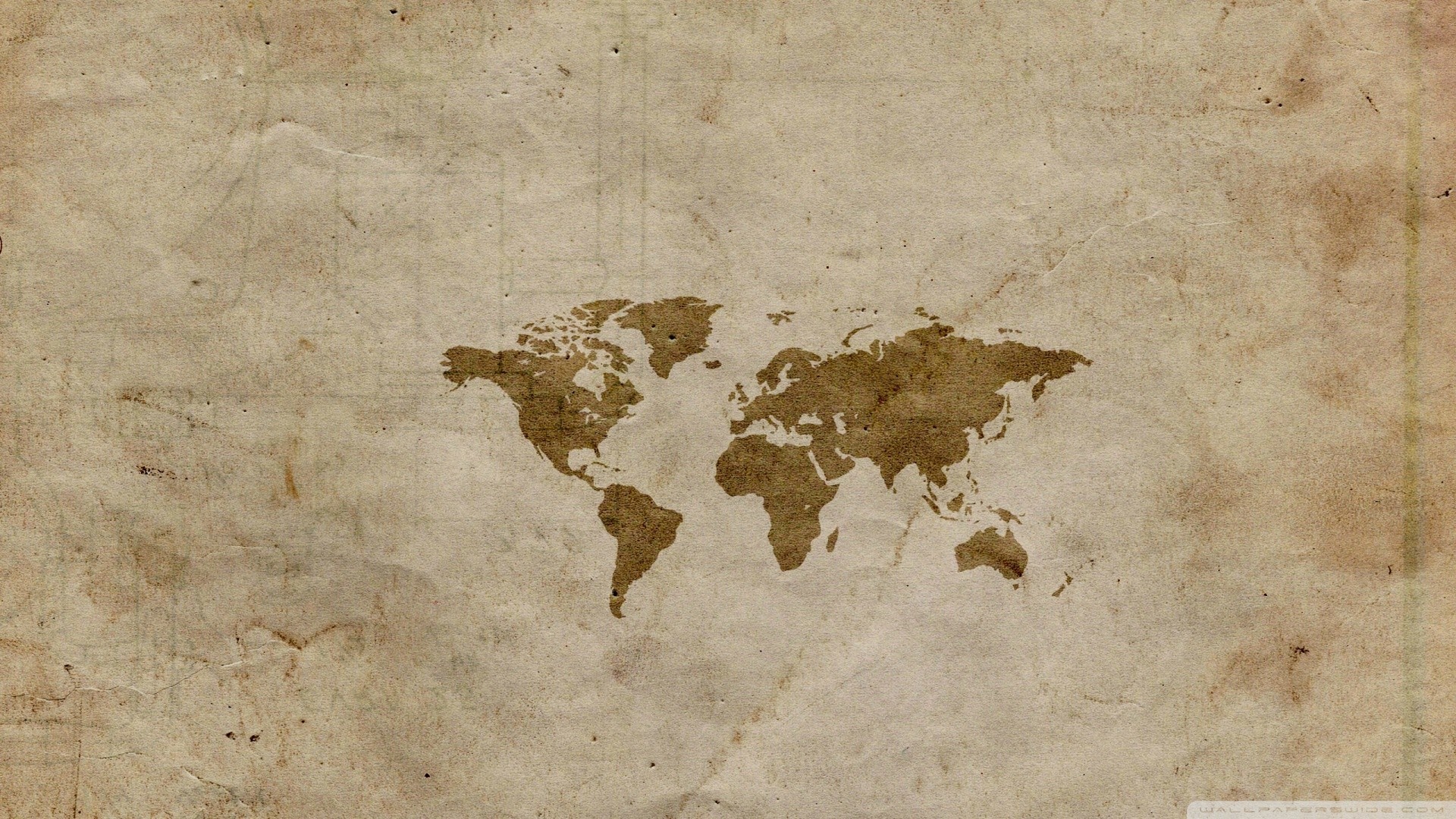 World map on old paper texture HD Wallpaper