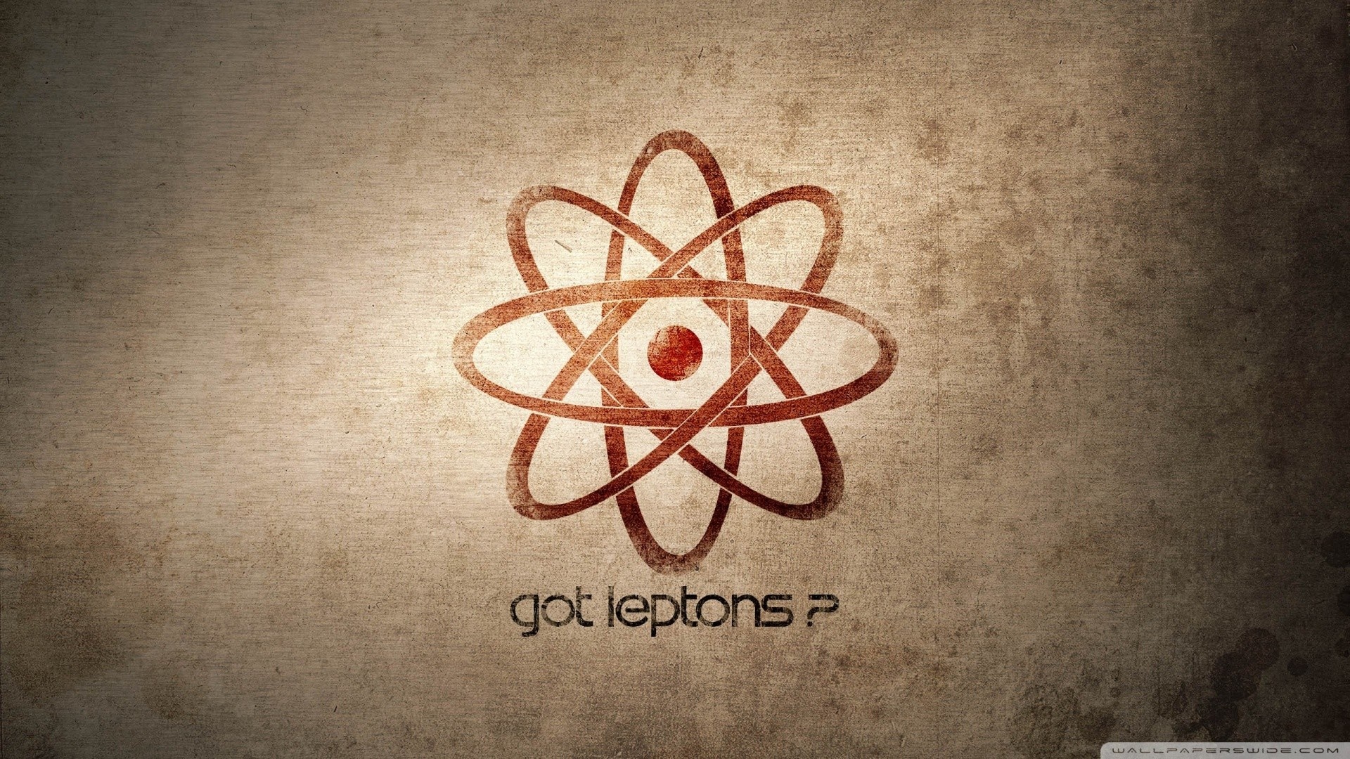 Atom logo with text "got leptons?" HD Wallpaper