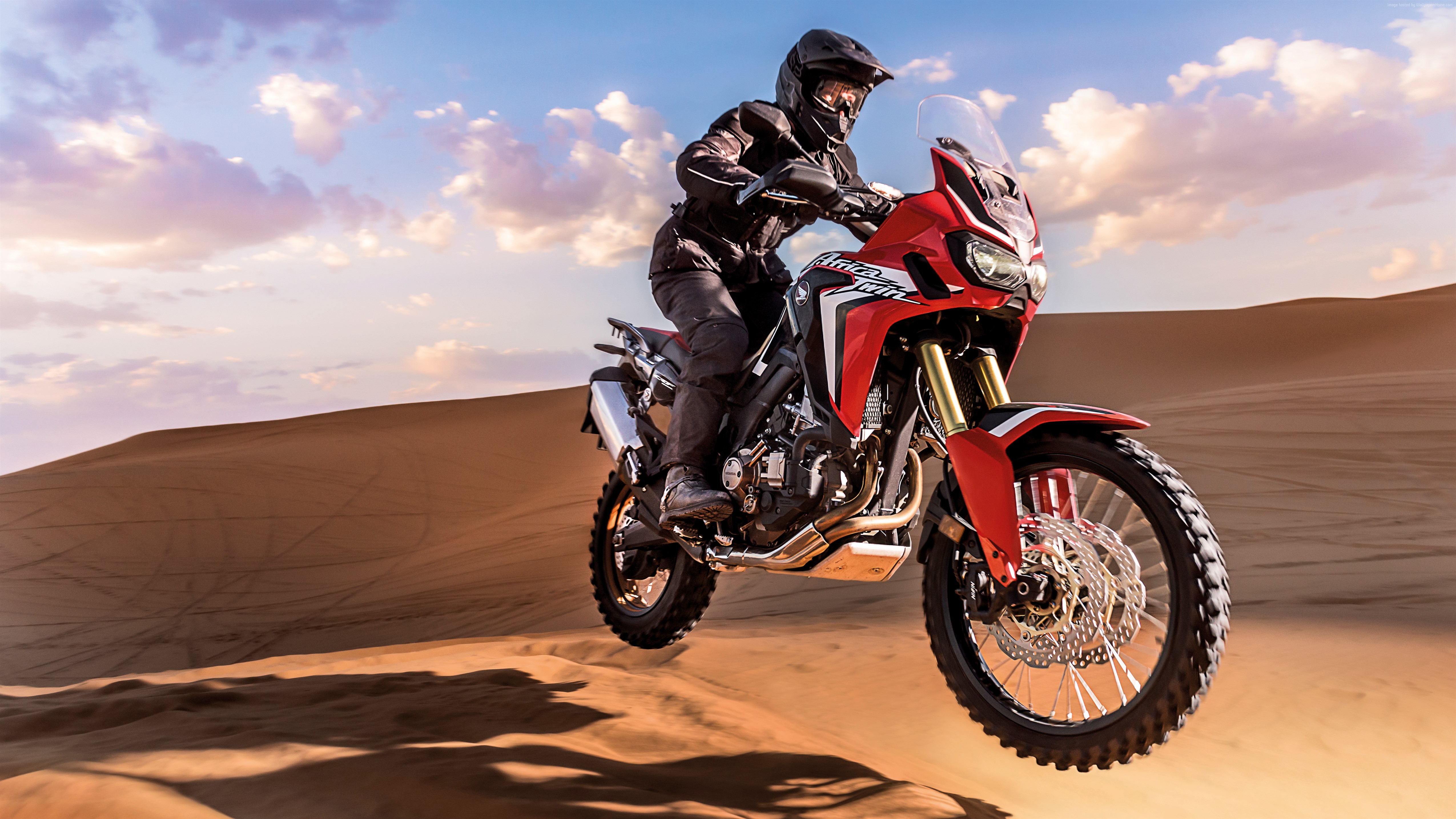 Honda CRF1000 Africa Twin motorcycle in desert HD Wallpaper