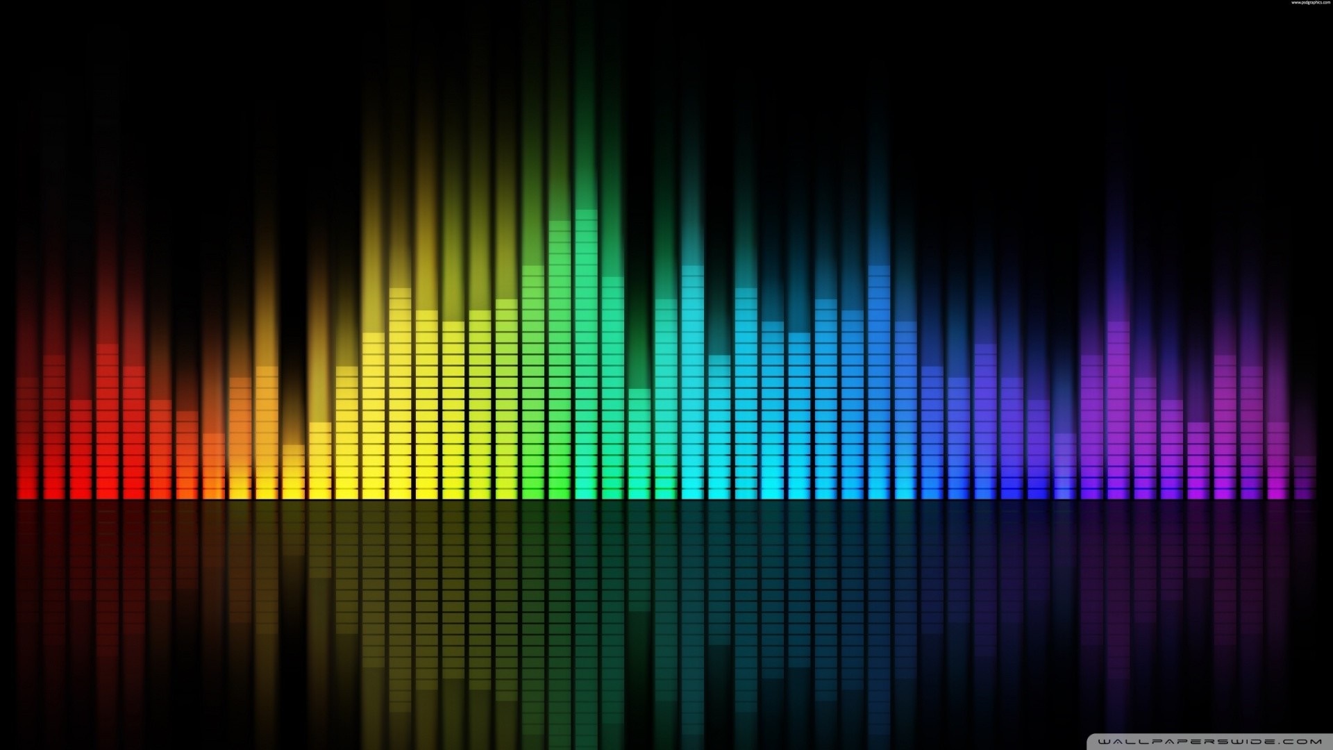 Colorful digital equalizer bars with reflection HD Wallpaper