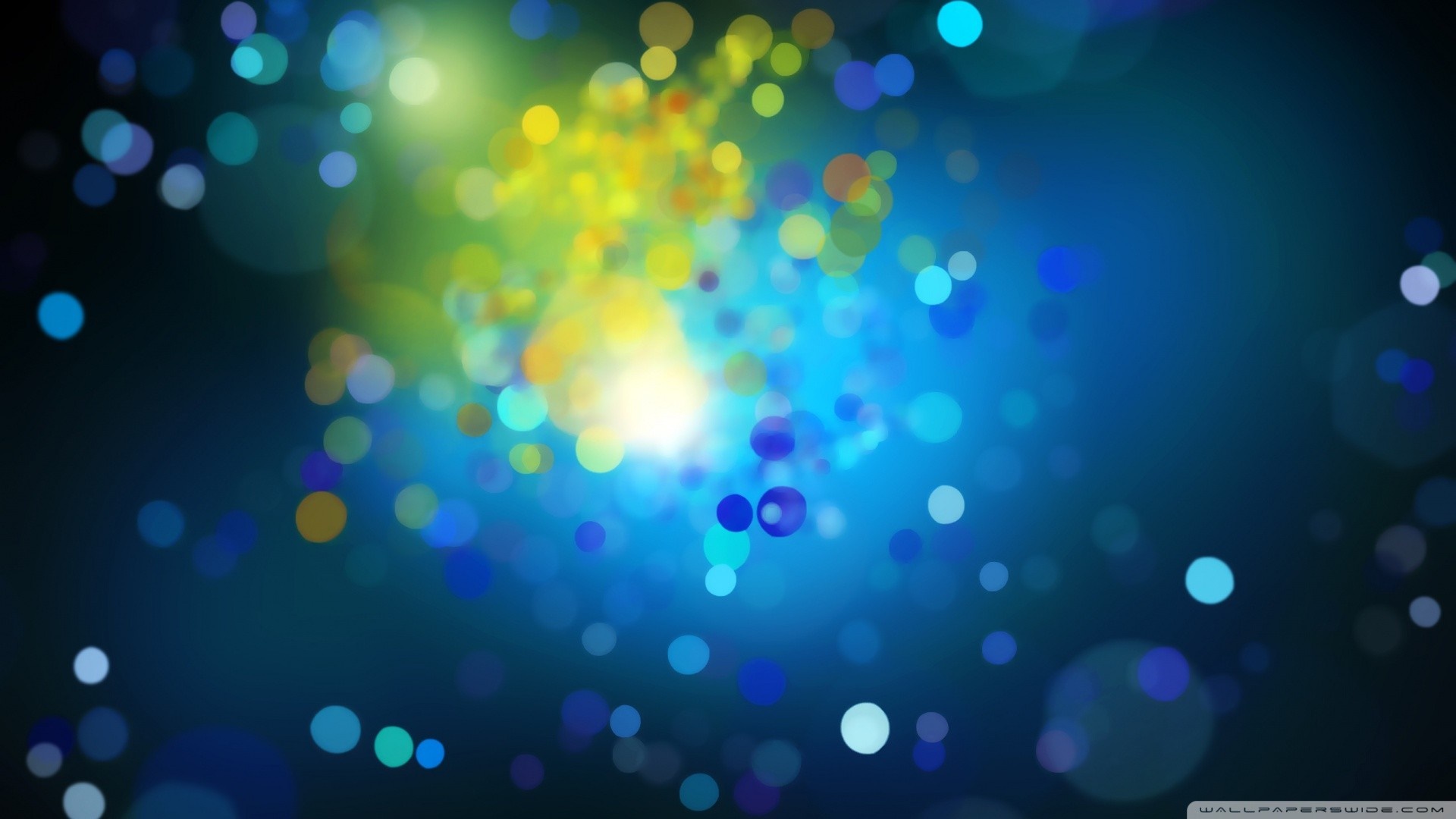 Abstract bokeh lights on a dark blue background HD Wallpaper